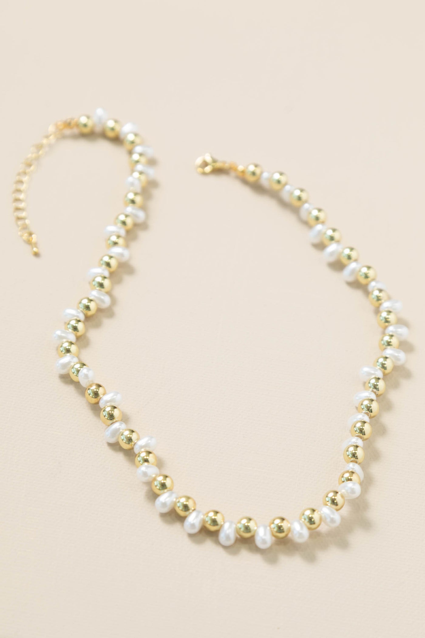 Gold Bead Pearl Necklace