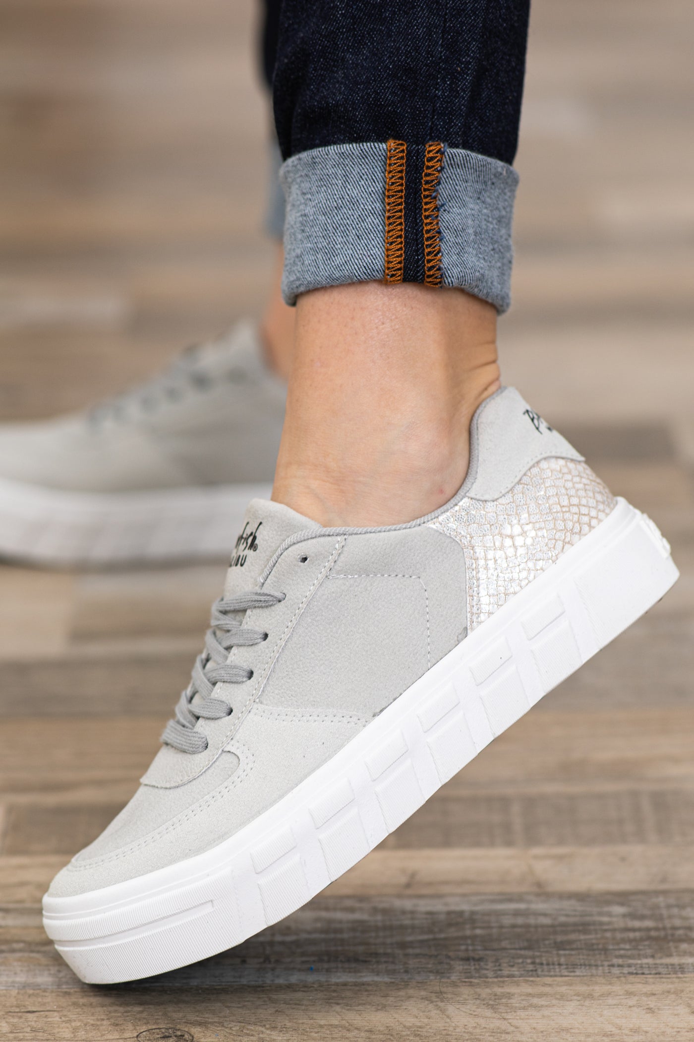 Grey Colorblock Platform Sneakers