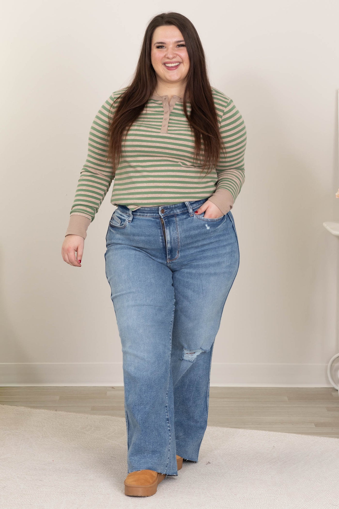 Judy Blue Vintage Wash Wide Leg With Distress Jeans