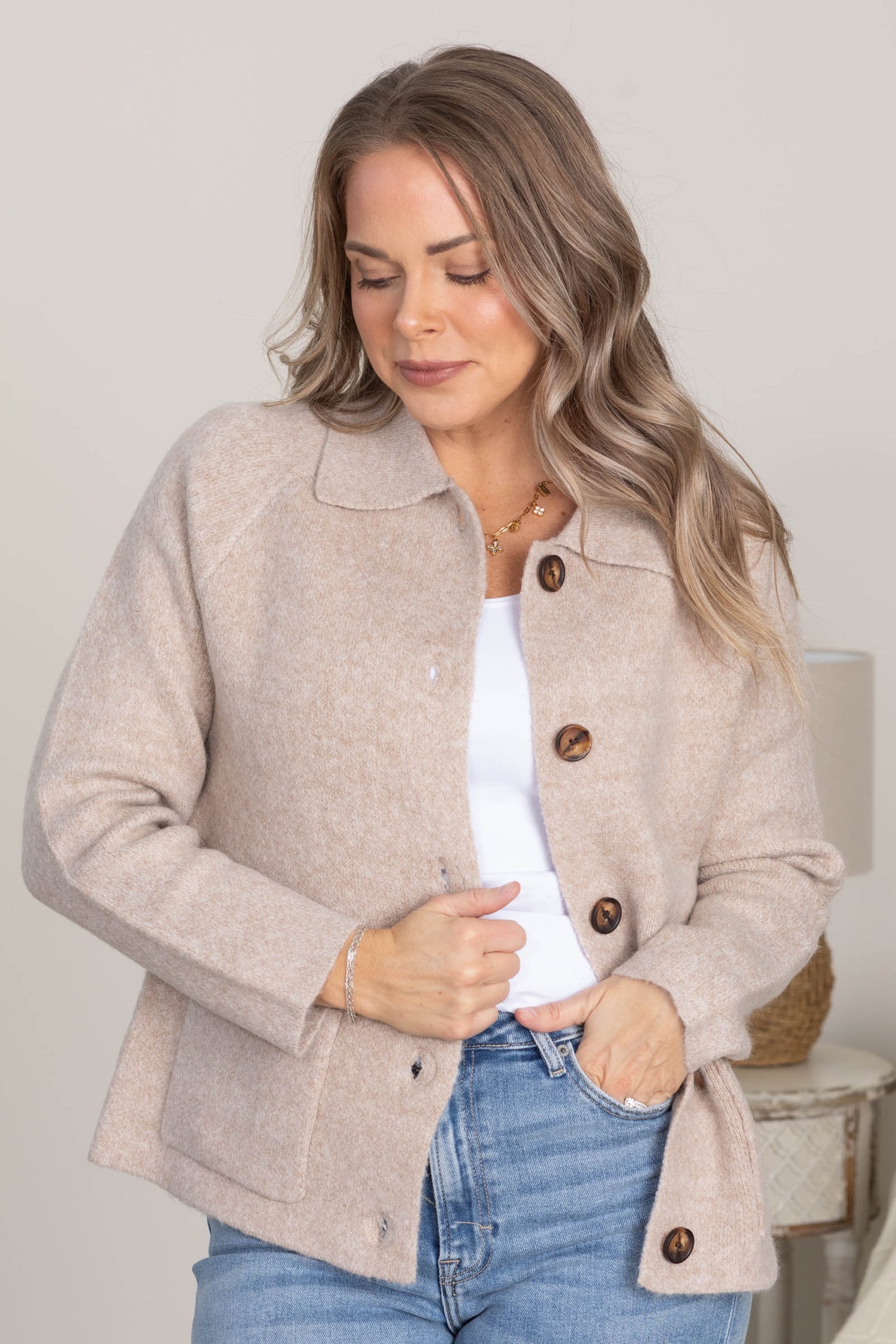 Button Down Sweater Jackets With Pockets