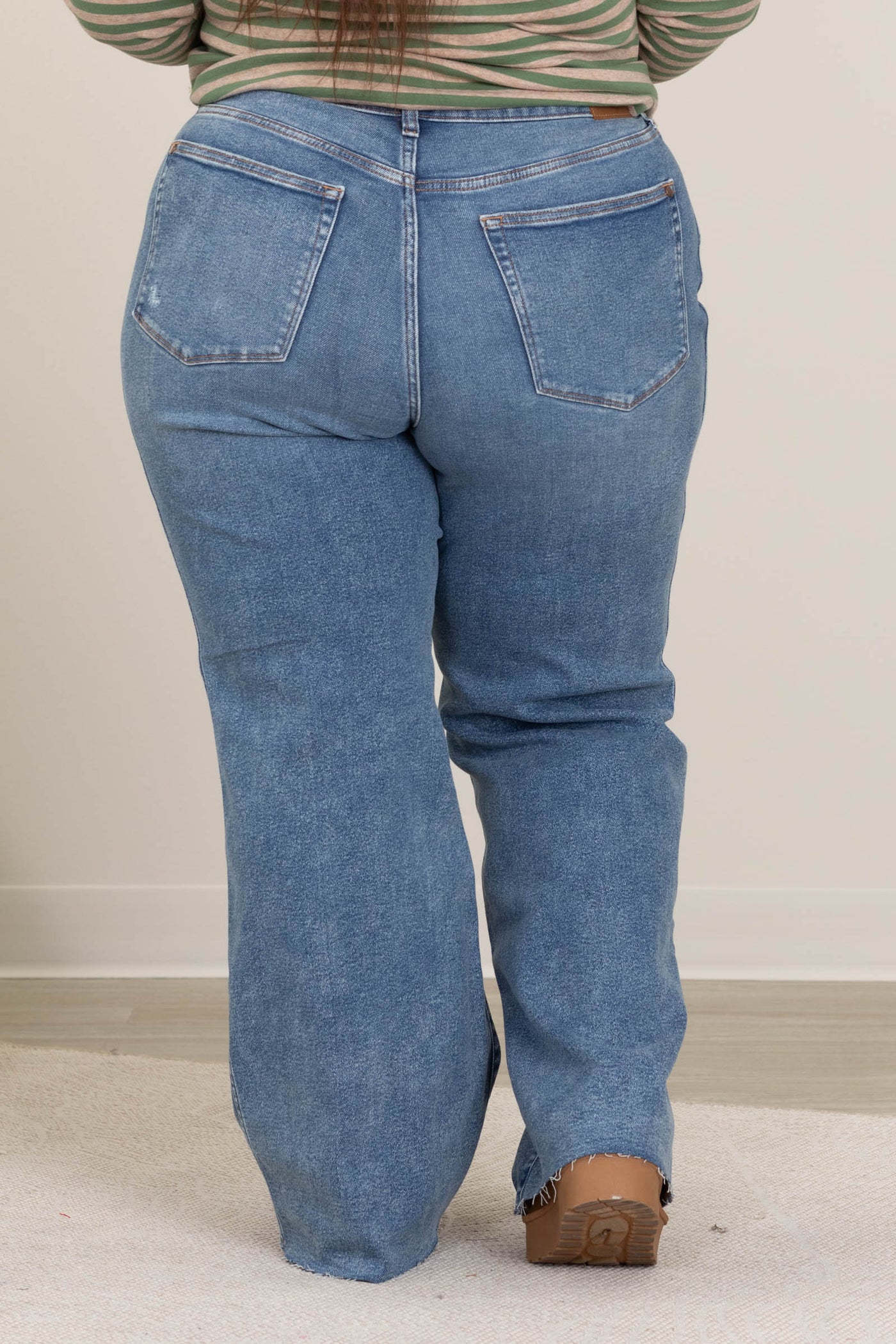 Judy Blue Vintage Wash Wide Leg With Distress Jeans