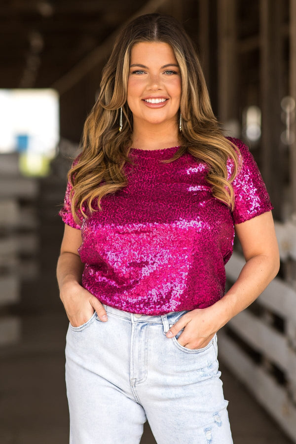 LOCKY fuchsia - silk shirt short sleeves