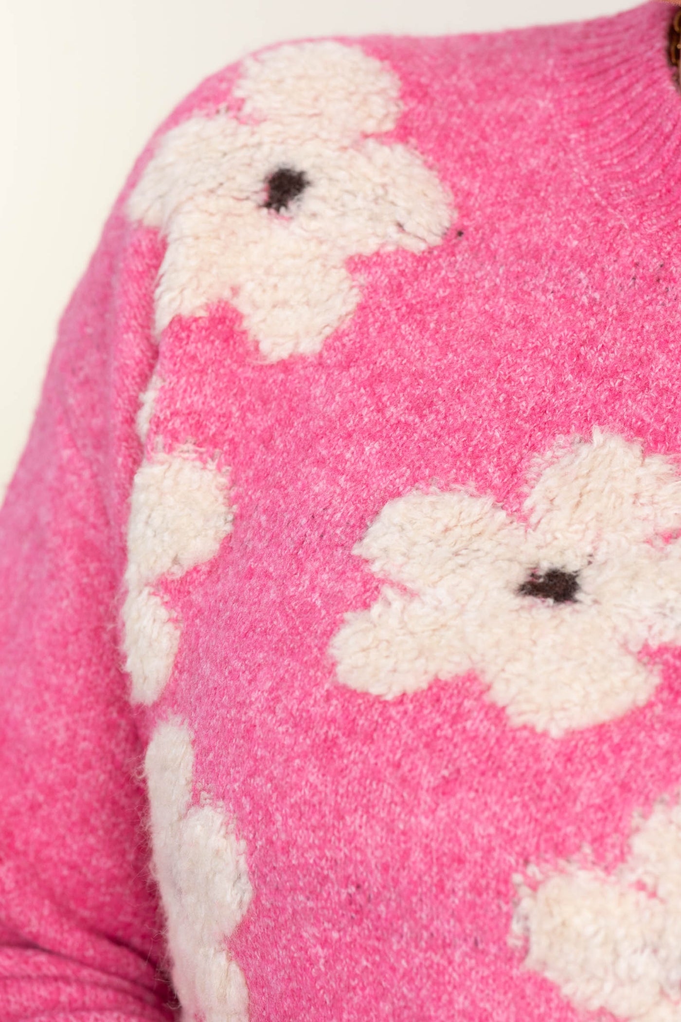 Flower Jacquard Crewneck Sweaters