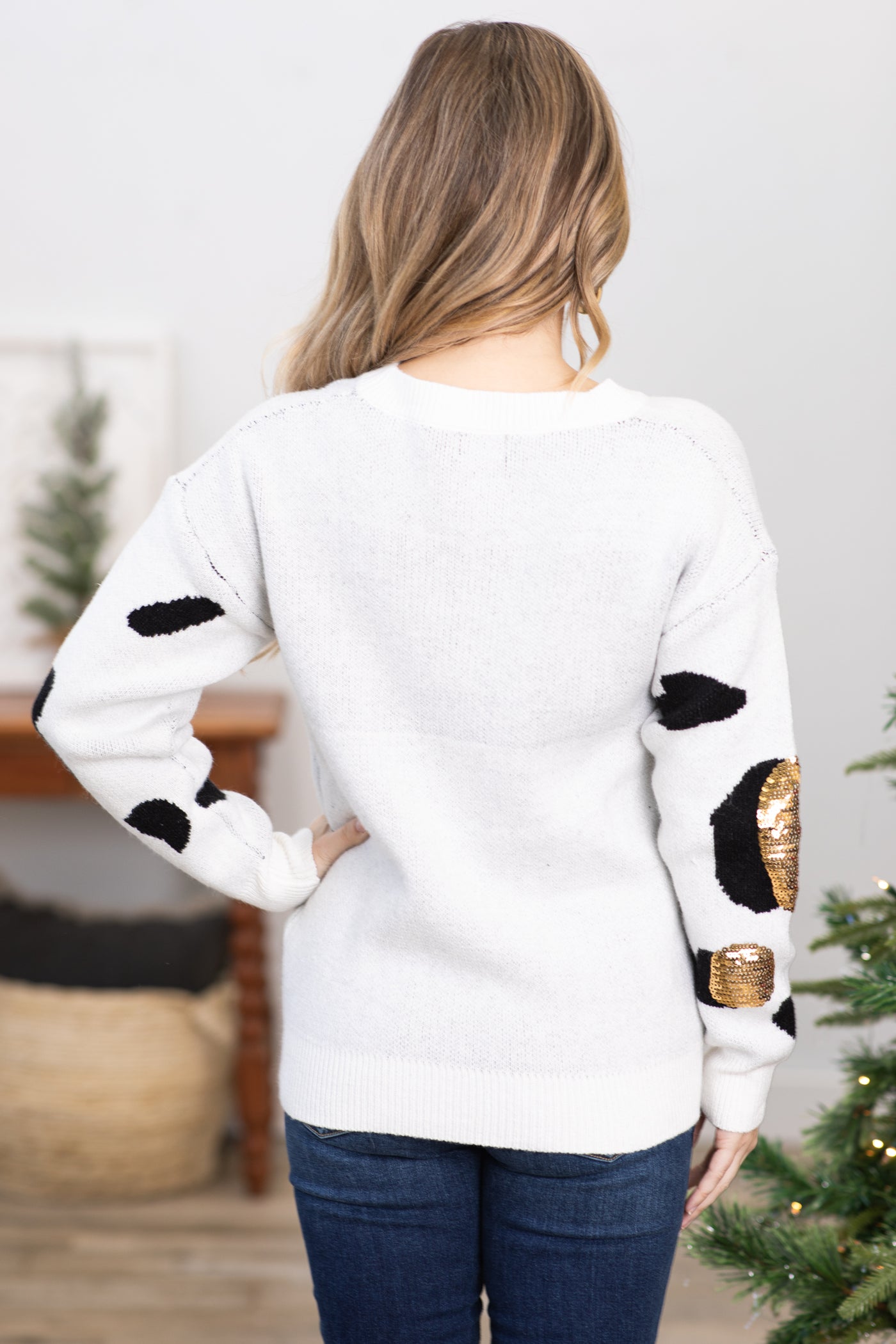Off White Sequin Leopard Sweater