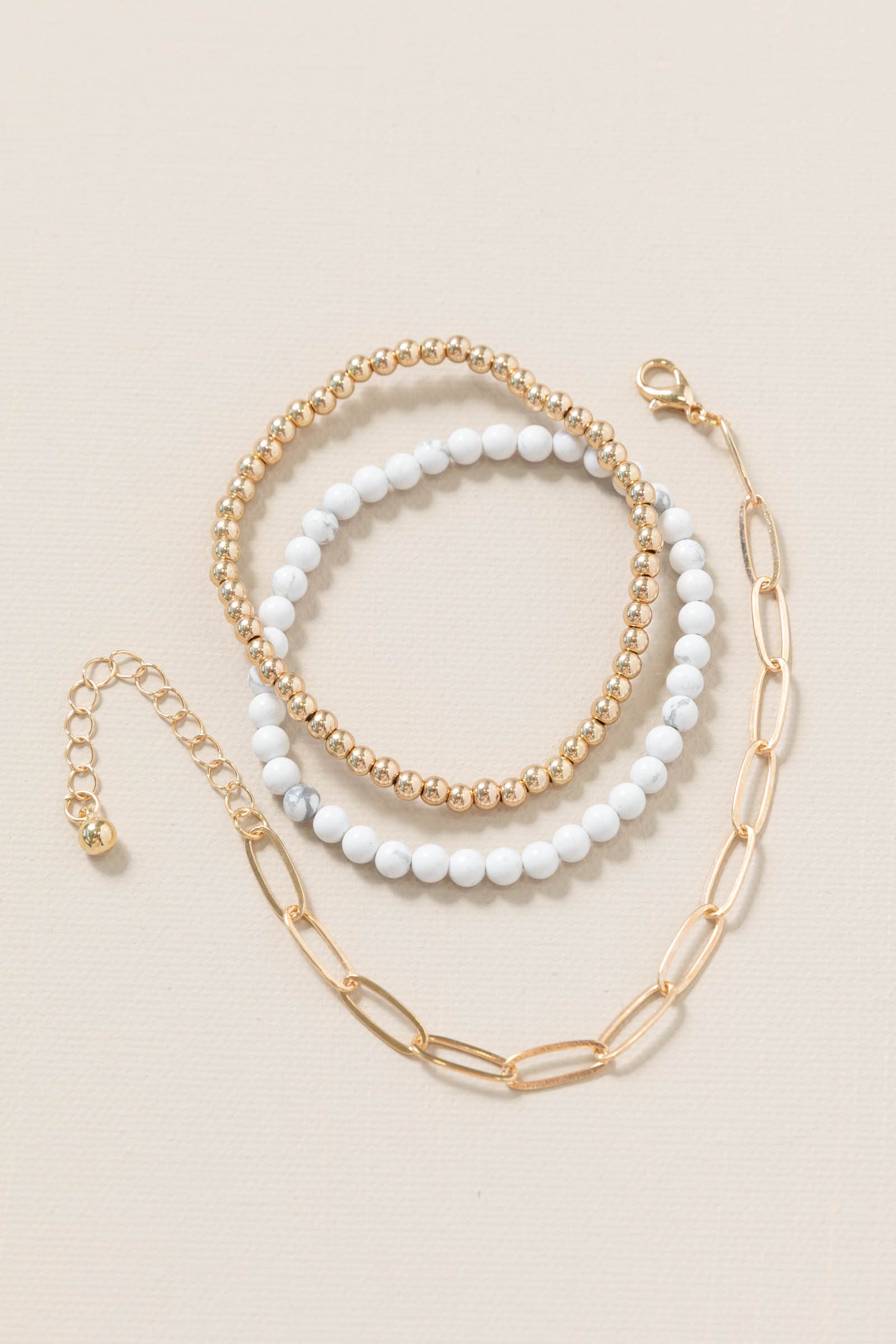 Natural Stone Ball Chain Link Bracelets