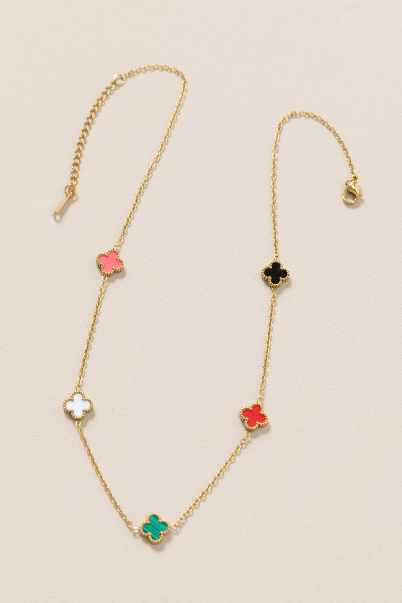 Gold With Multicolor Clovers Necklace