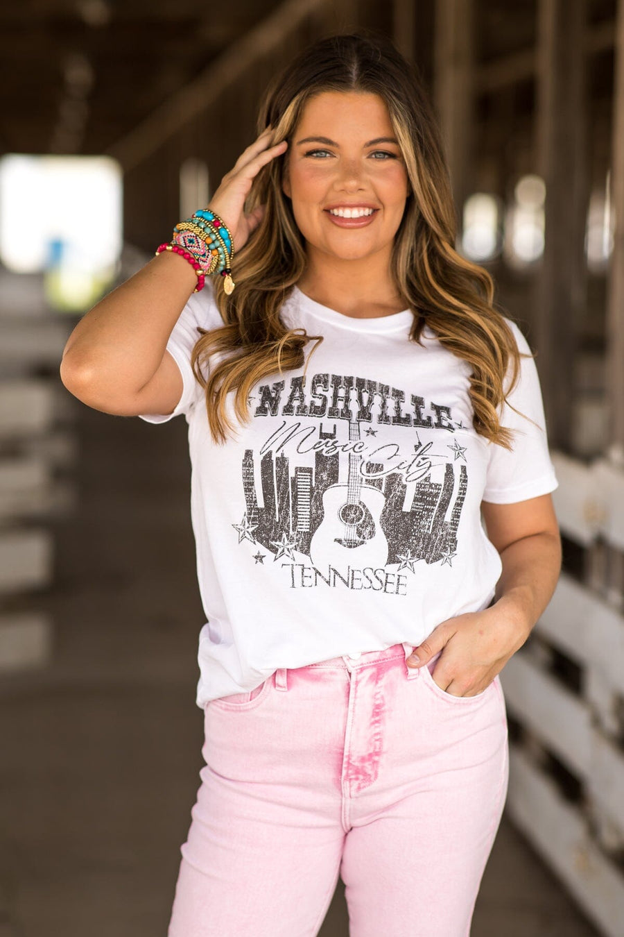 White Nashville Tennessee Graphic Tee - Filly Flair