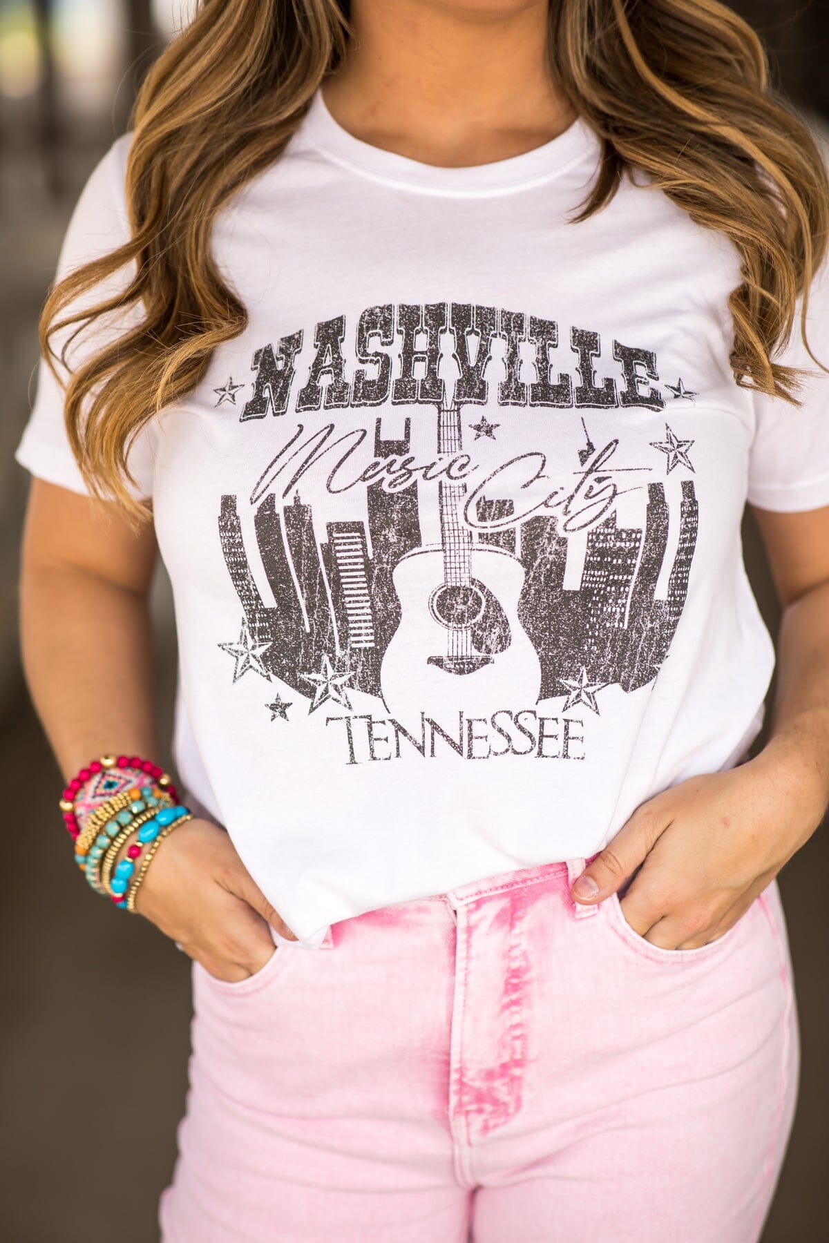 White Nashville Tennessee Graphic Tee - Filly Flair