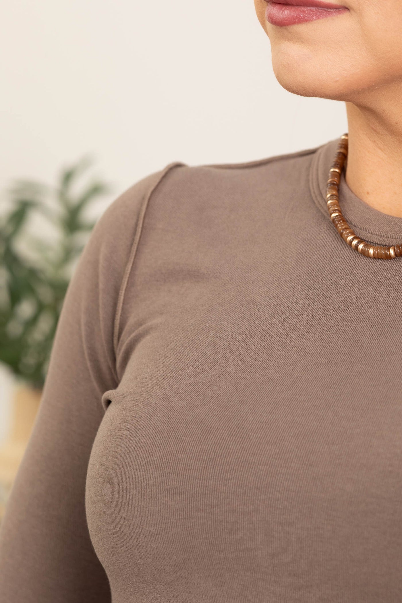 Reverse Seam Detail Basic Knit Long Sleeve Top