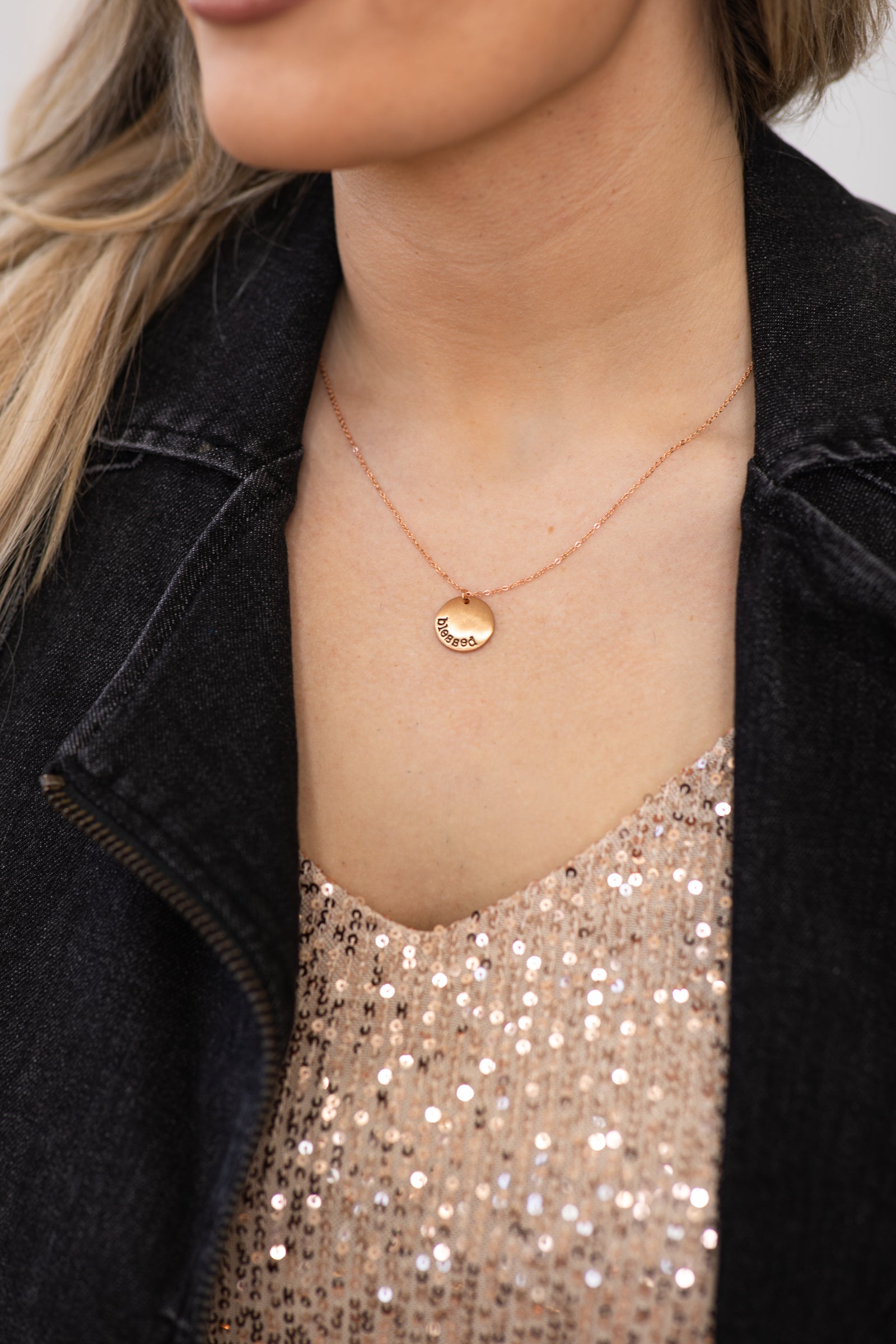 Rose Gold Blessed Pendant Necklace