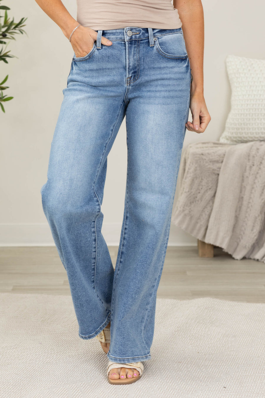 J21 Light Wash Mid Rise Wide Leg Jeans
