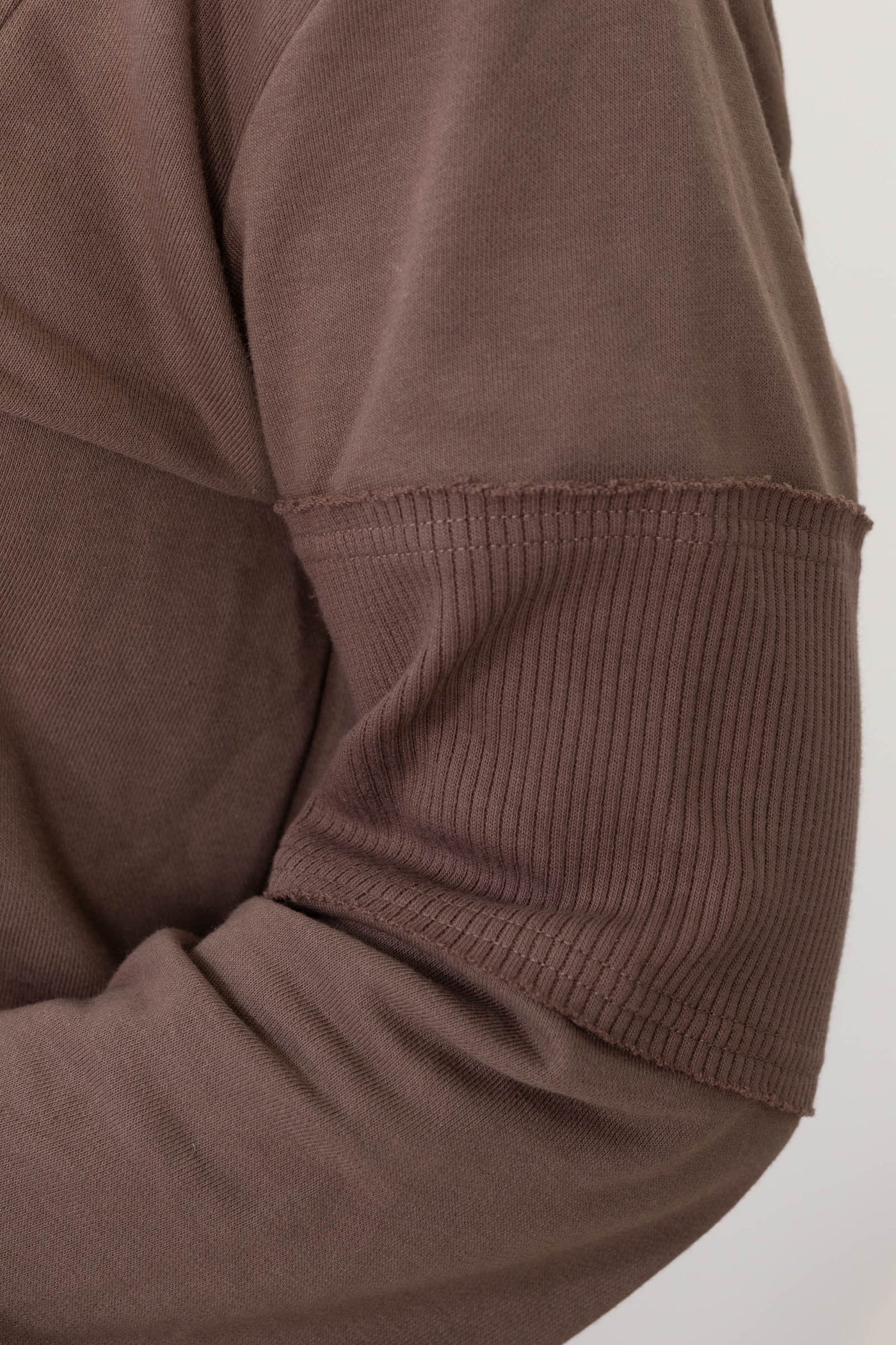 Mocha Half Zip Contrasted Sweatshirt