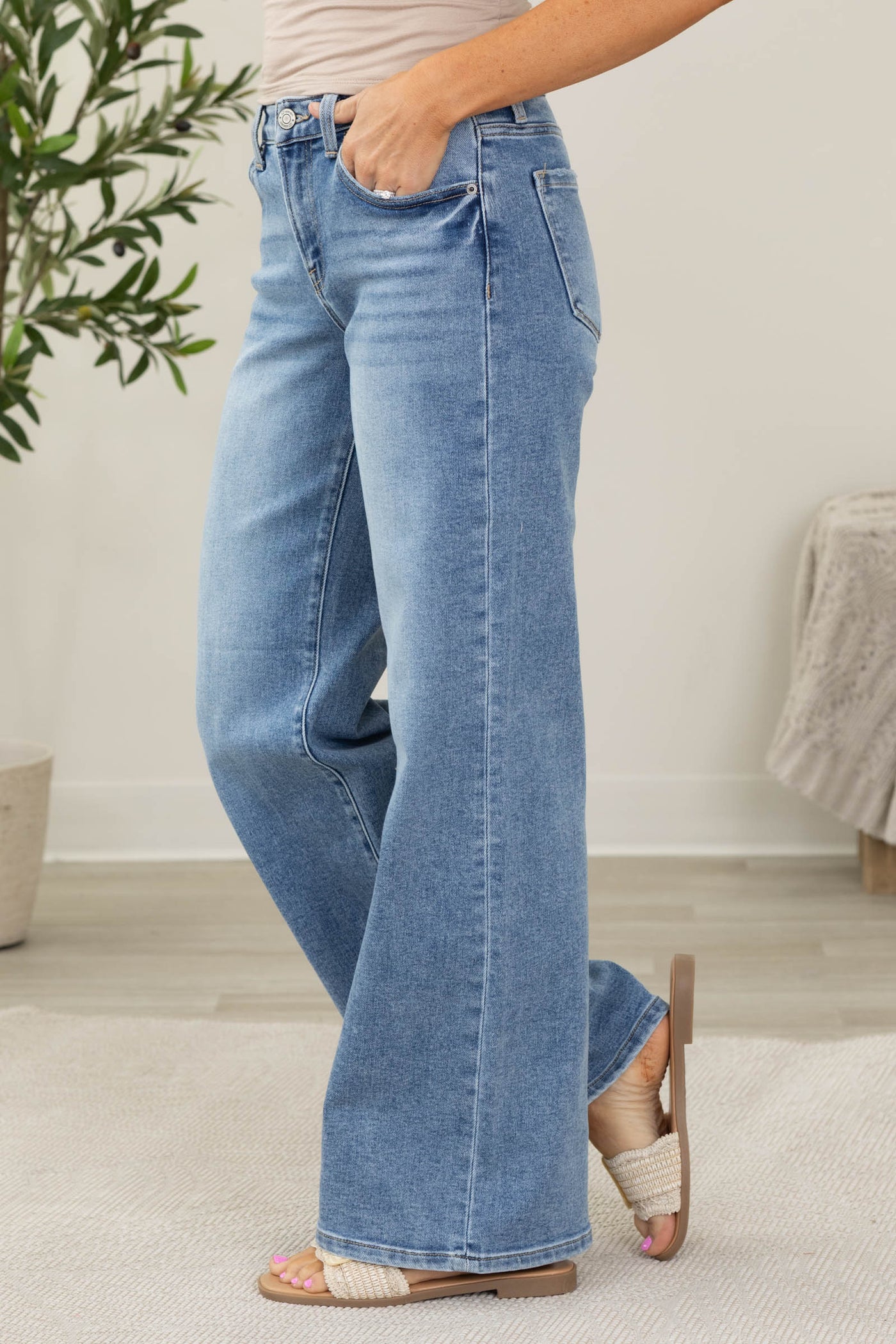 J21 Light Wash Mid Rise Wide Leg Jeans