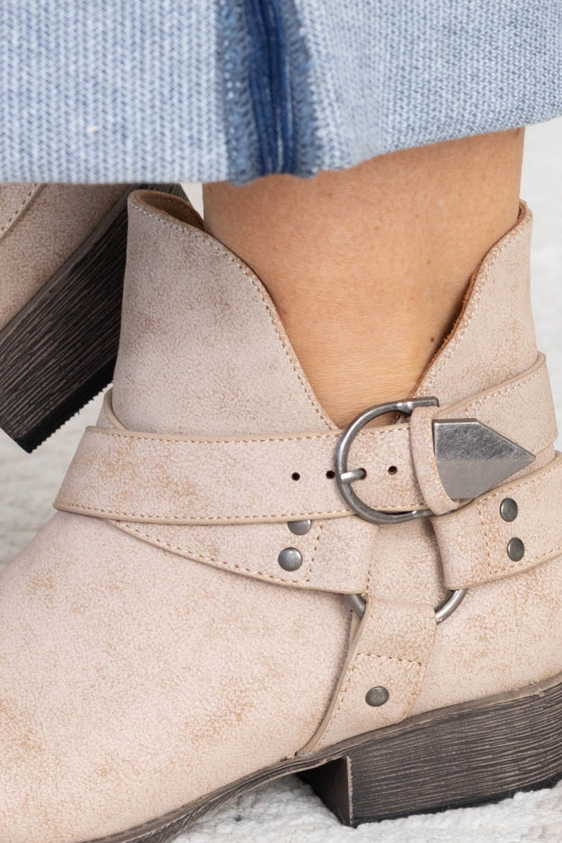 Faux Wrap and Buckle Detail Booties