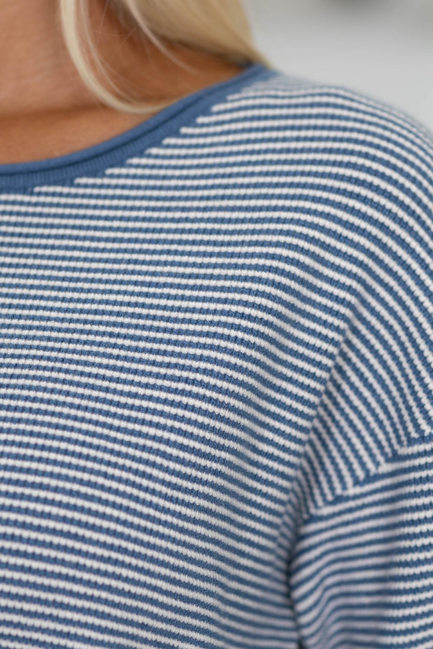 Staccato Waffle Textured Pinstriped Knit Top