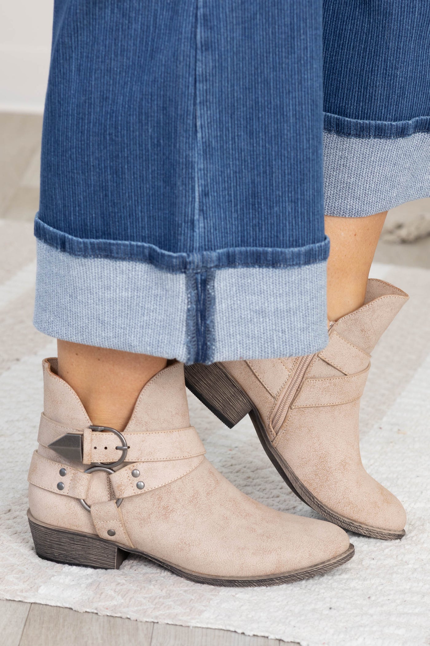 Faux Wrap and Buckle Detail Booties
