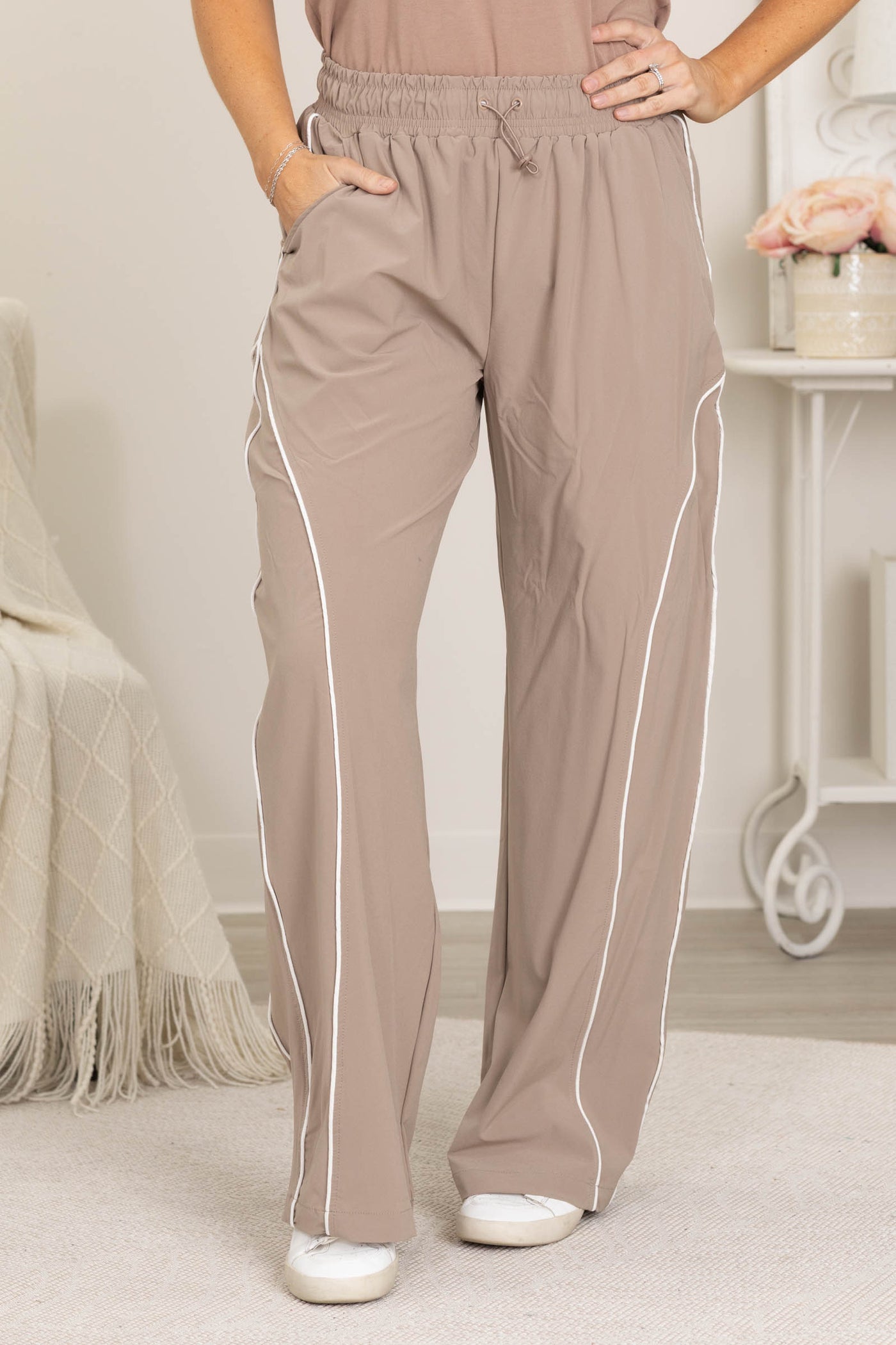 Curved Seam Detail Classic Track Pants