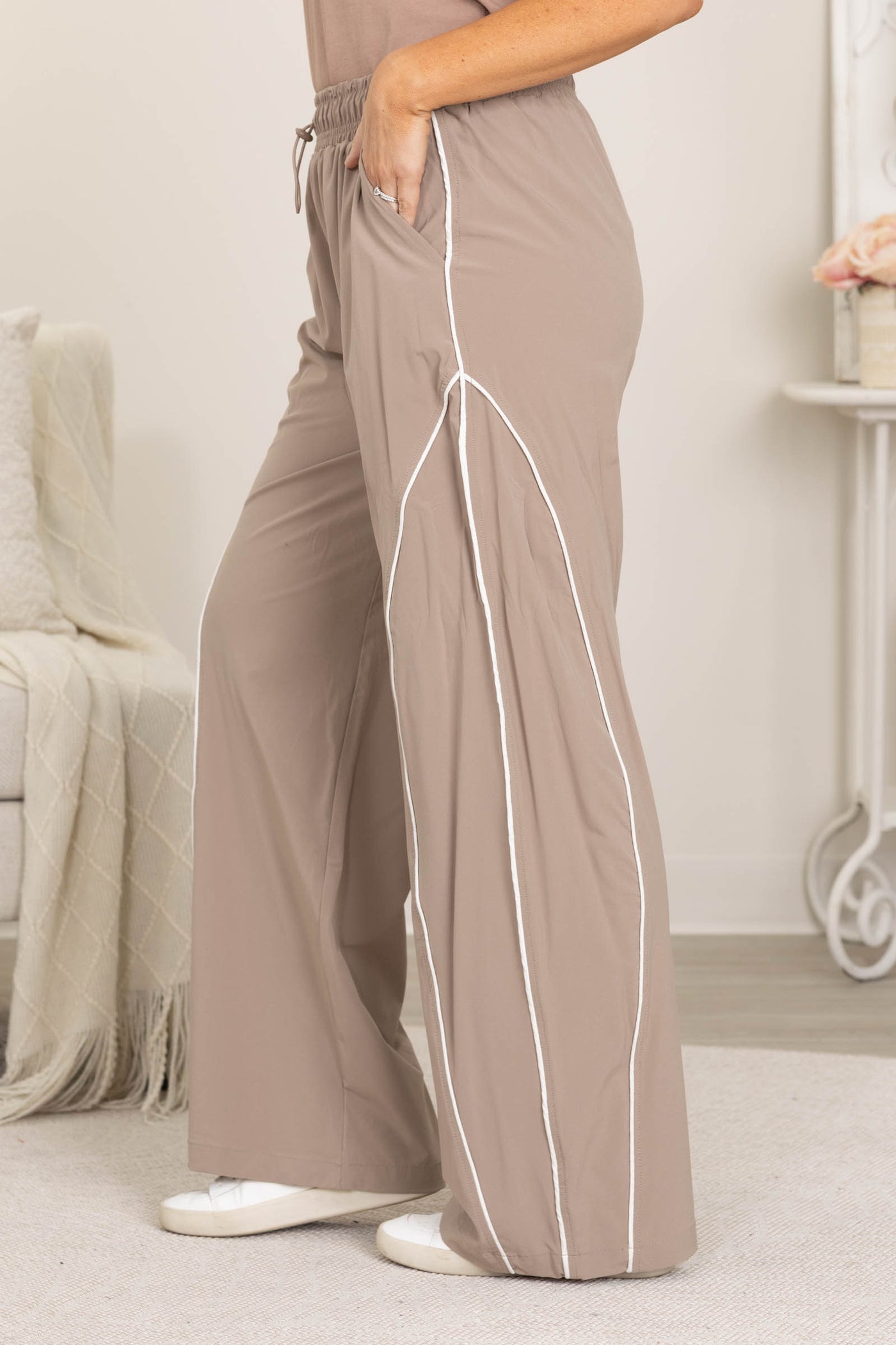 Curved Seam Detail Classic Track Pants