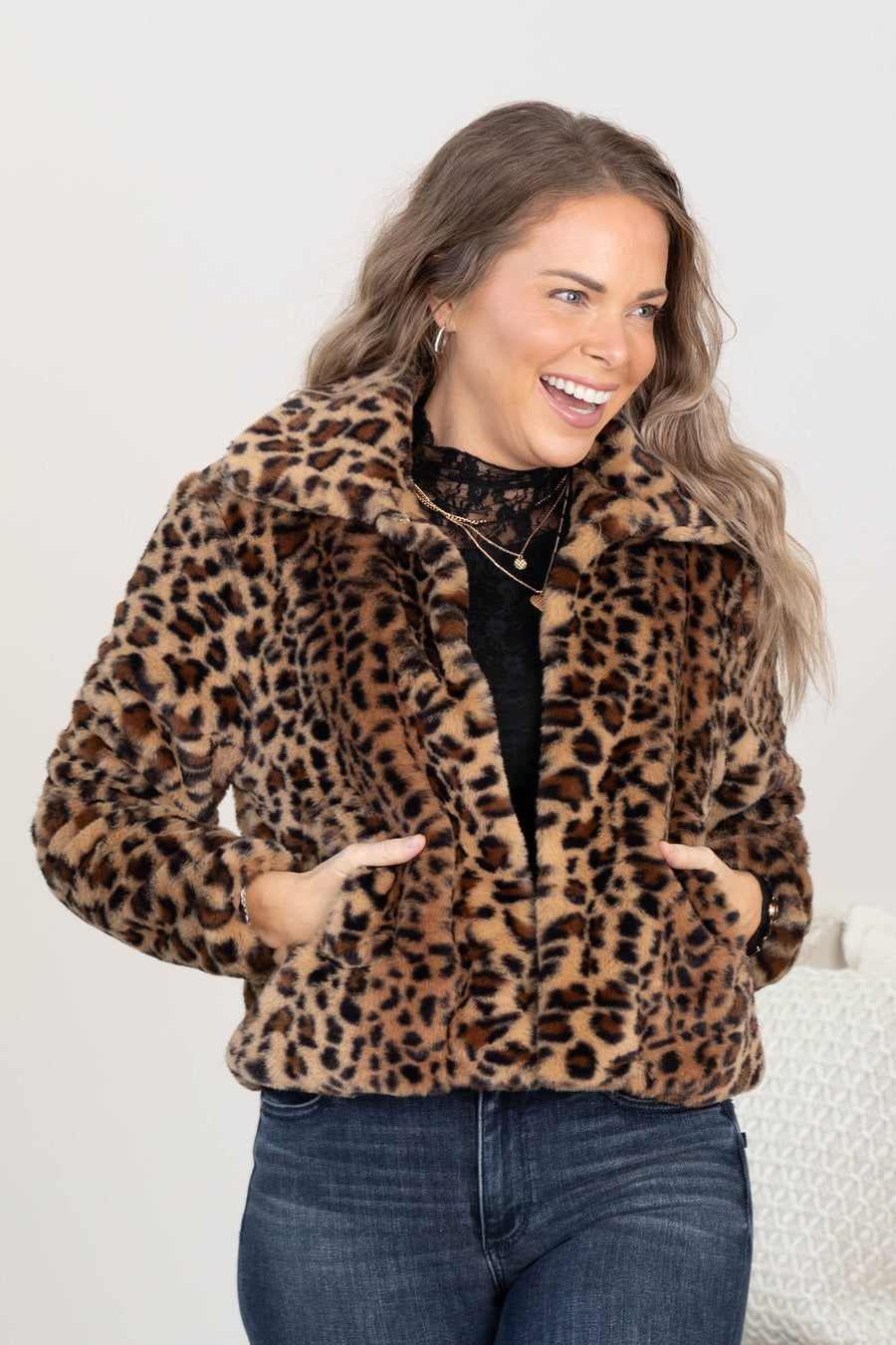 After Midnight Faux Fur Leopard Jacket