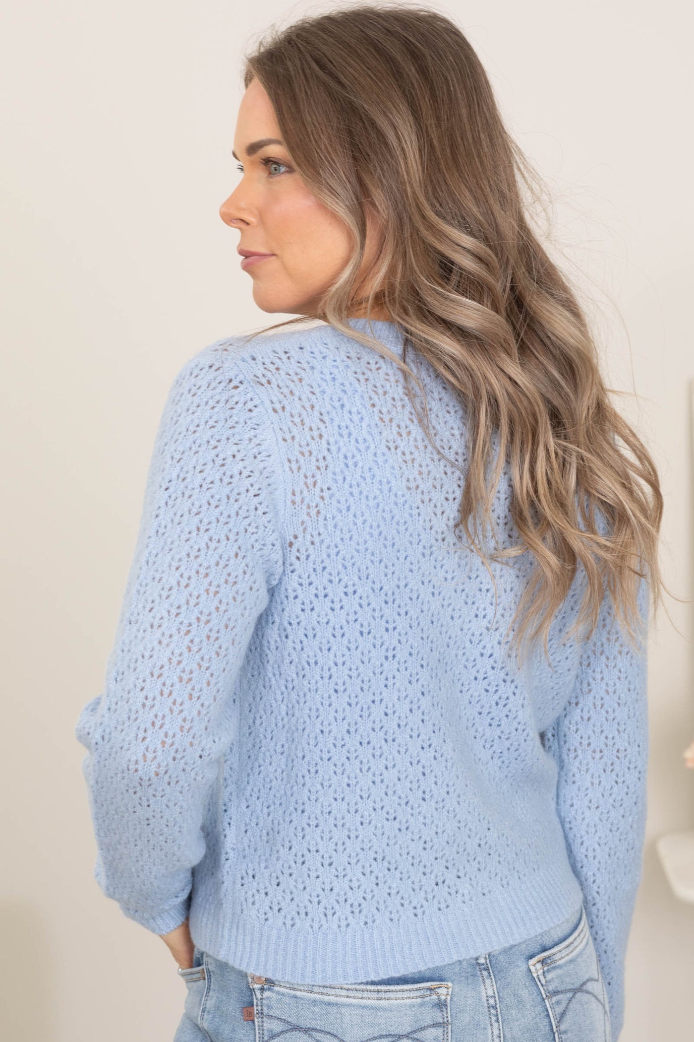 Eyelet Knit Pattern Button Down Cardigans