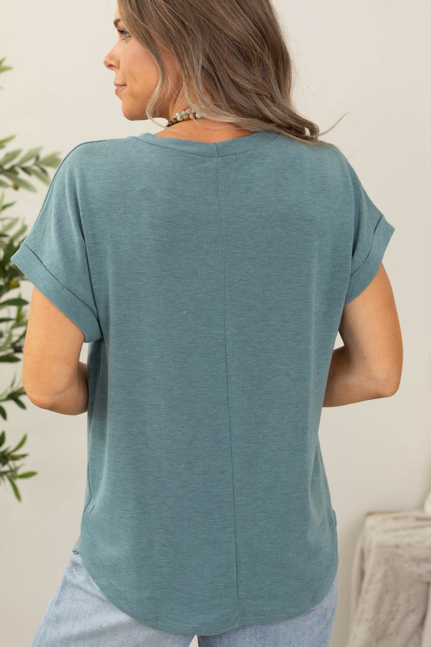 Staccato Olive Solid Everyday Terry Knit Tops