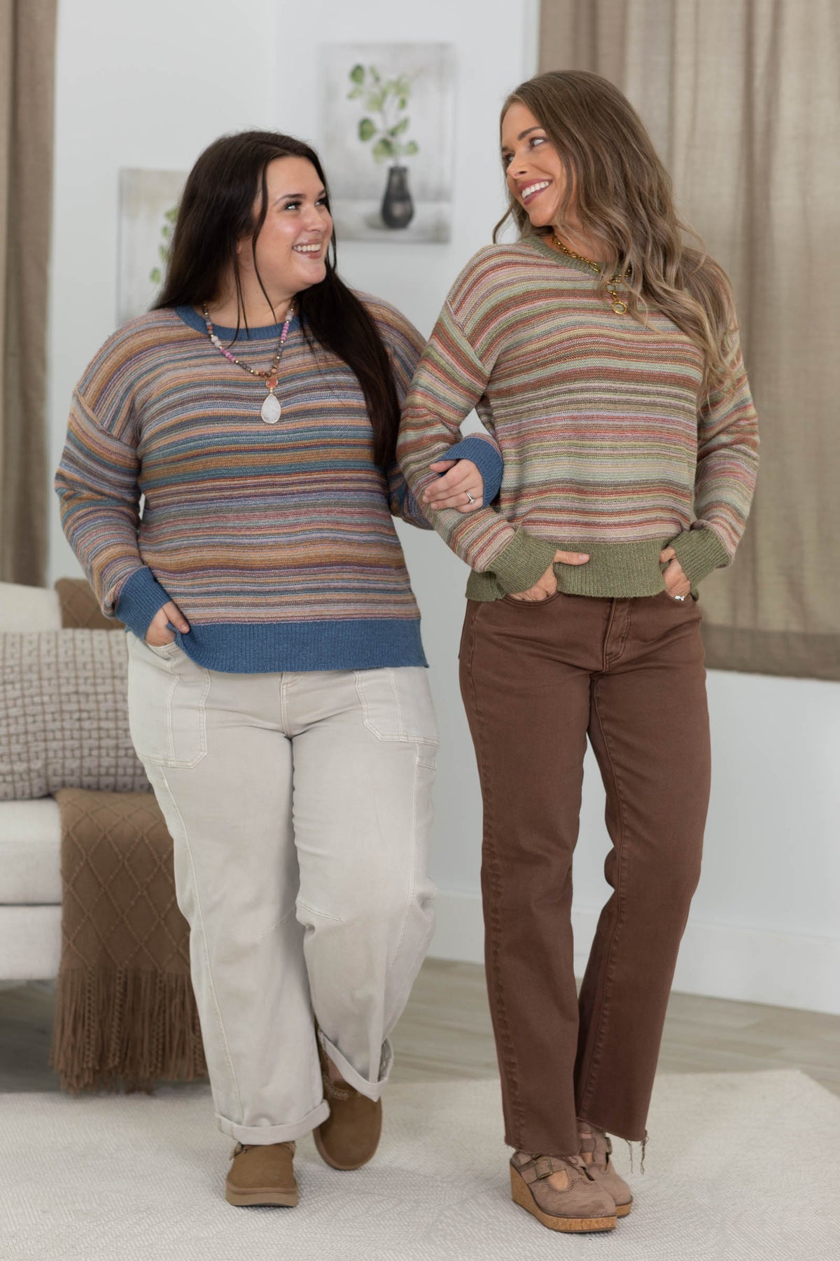 Multicolor Striped Textured Sweater