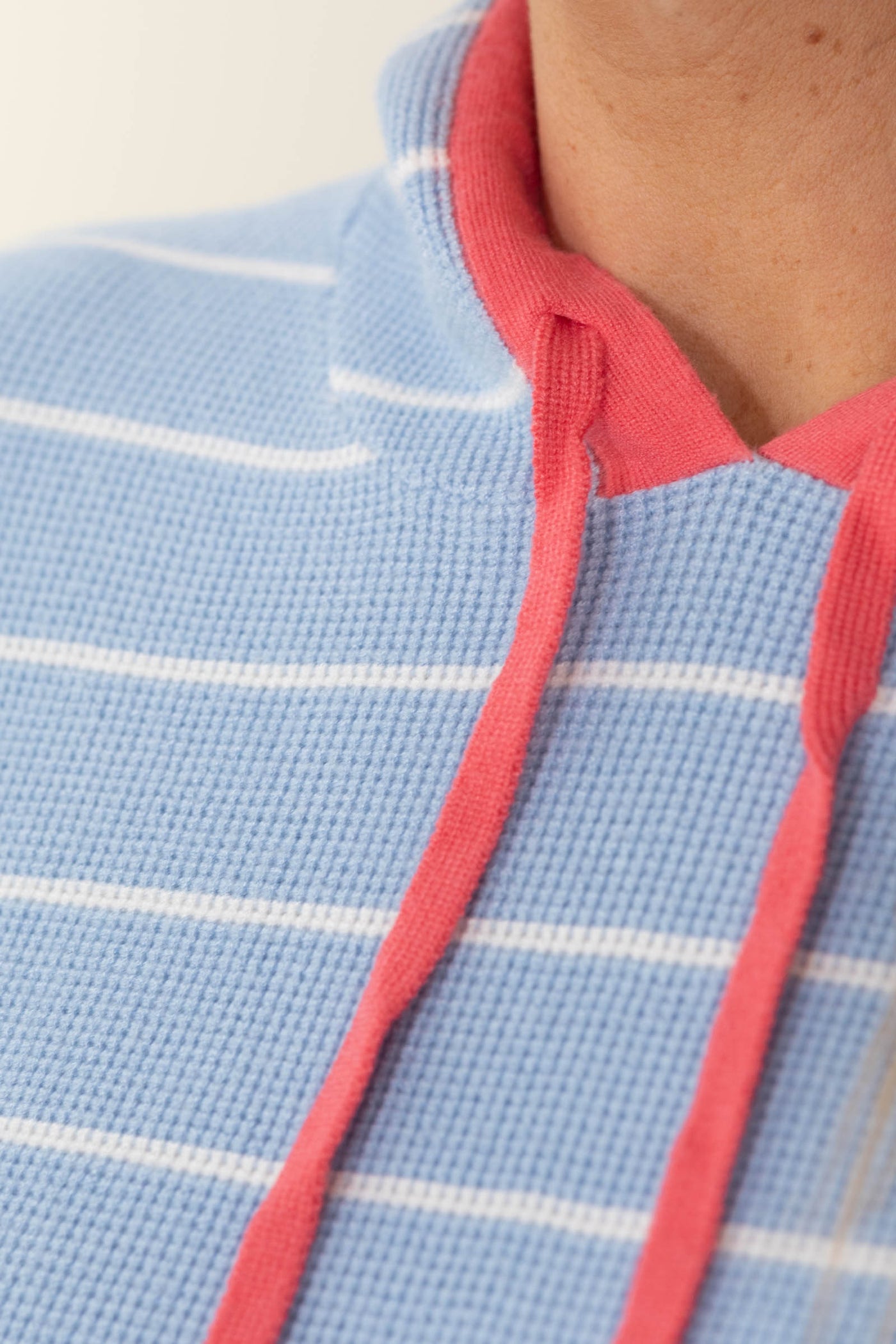 Contrast Hem Striped Hoodie Knit Sweaters