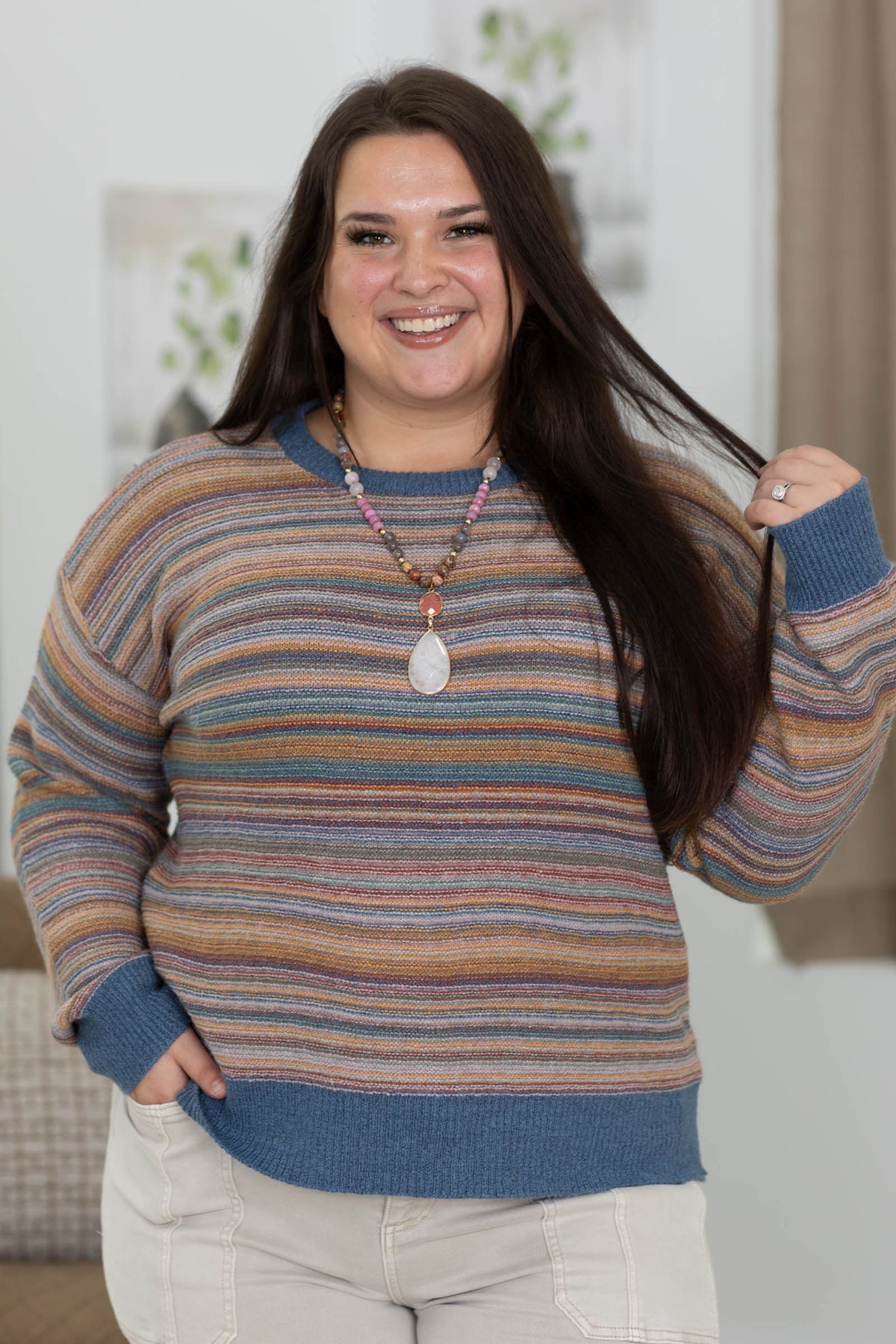 Multicolor Striped Textured Sweater