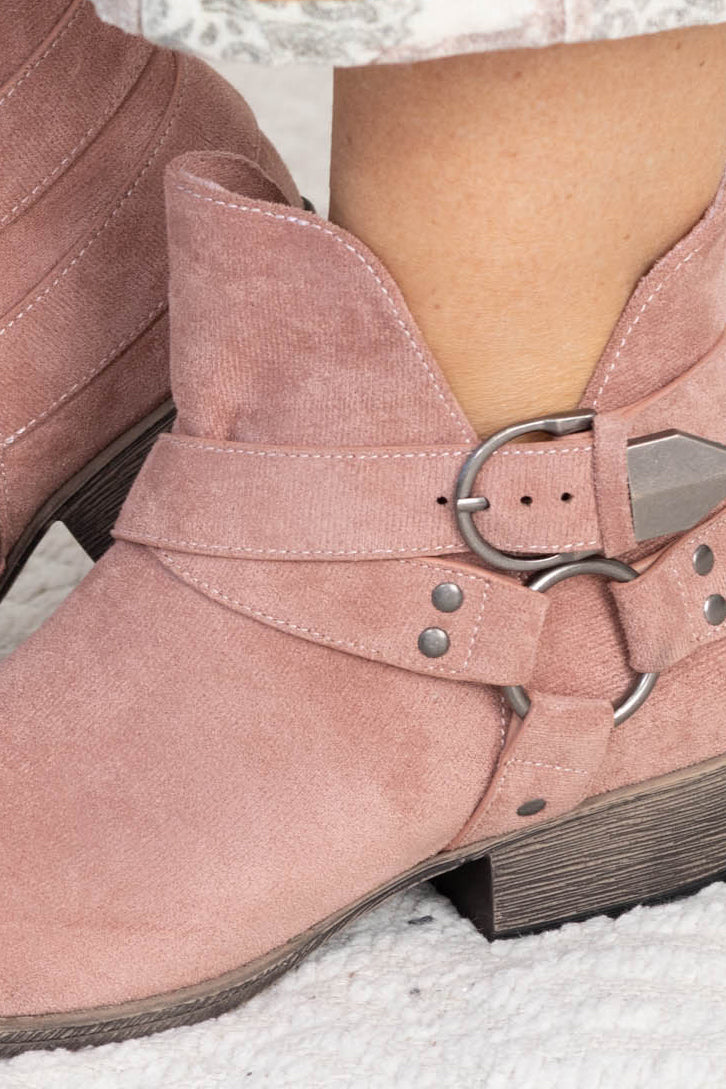 Faux Wrap and Buckle Detail Booties