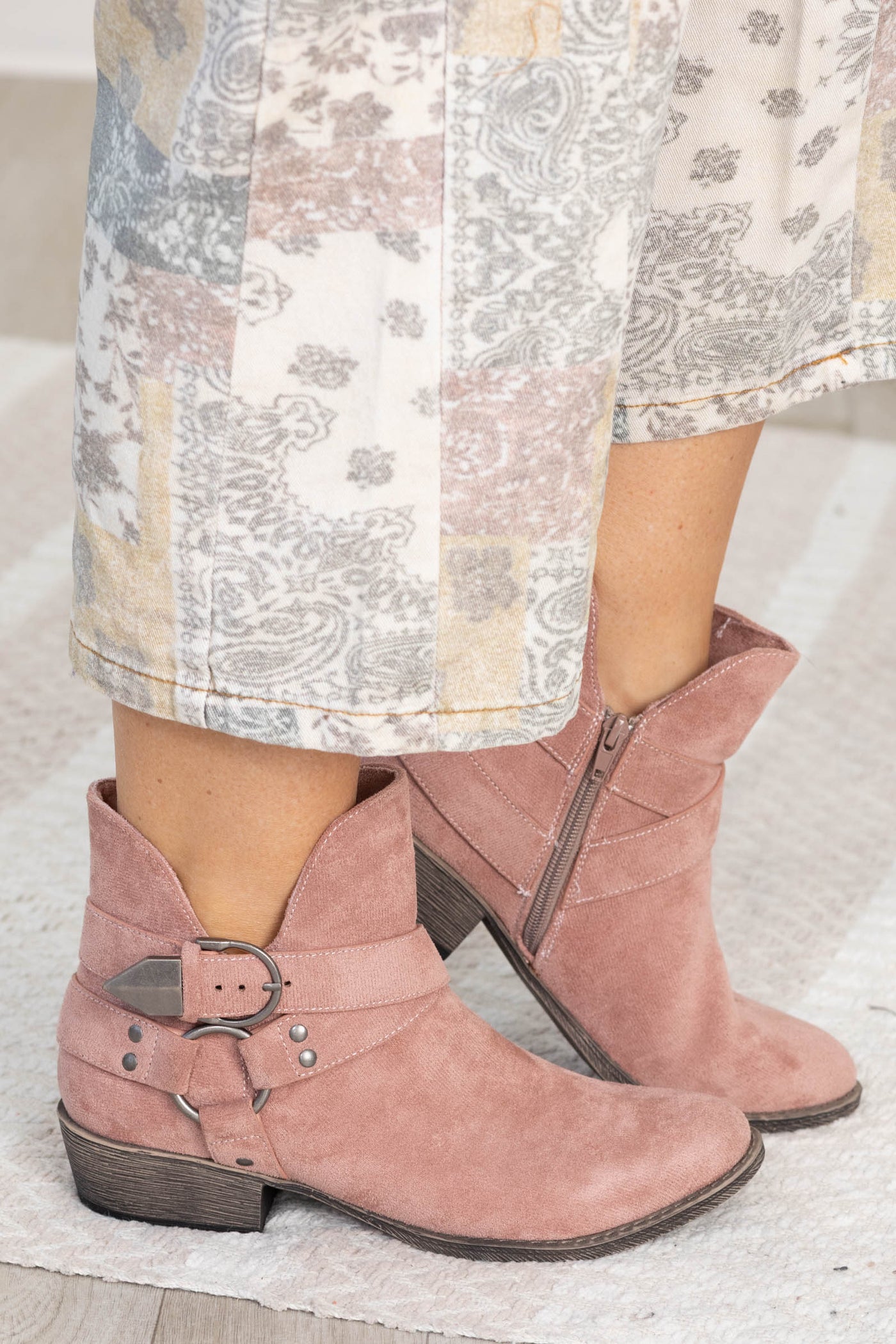 Faux Wrap and Buckle Detail Booties