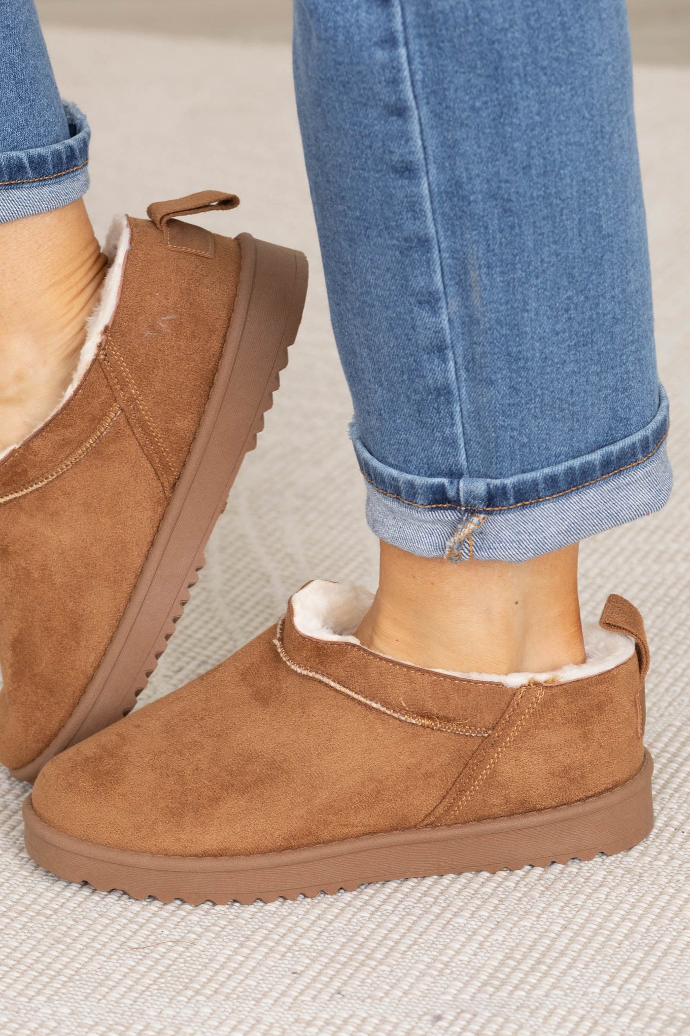 Sherpa Short Cut Booties With Pull On Tab