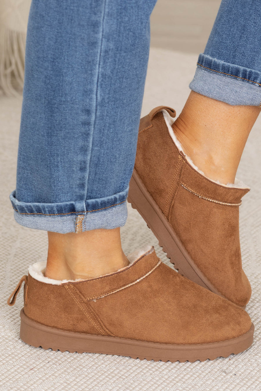 Sherpa Short Cut Booties With Pull On Tab