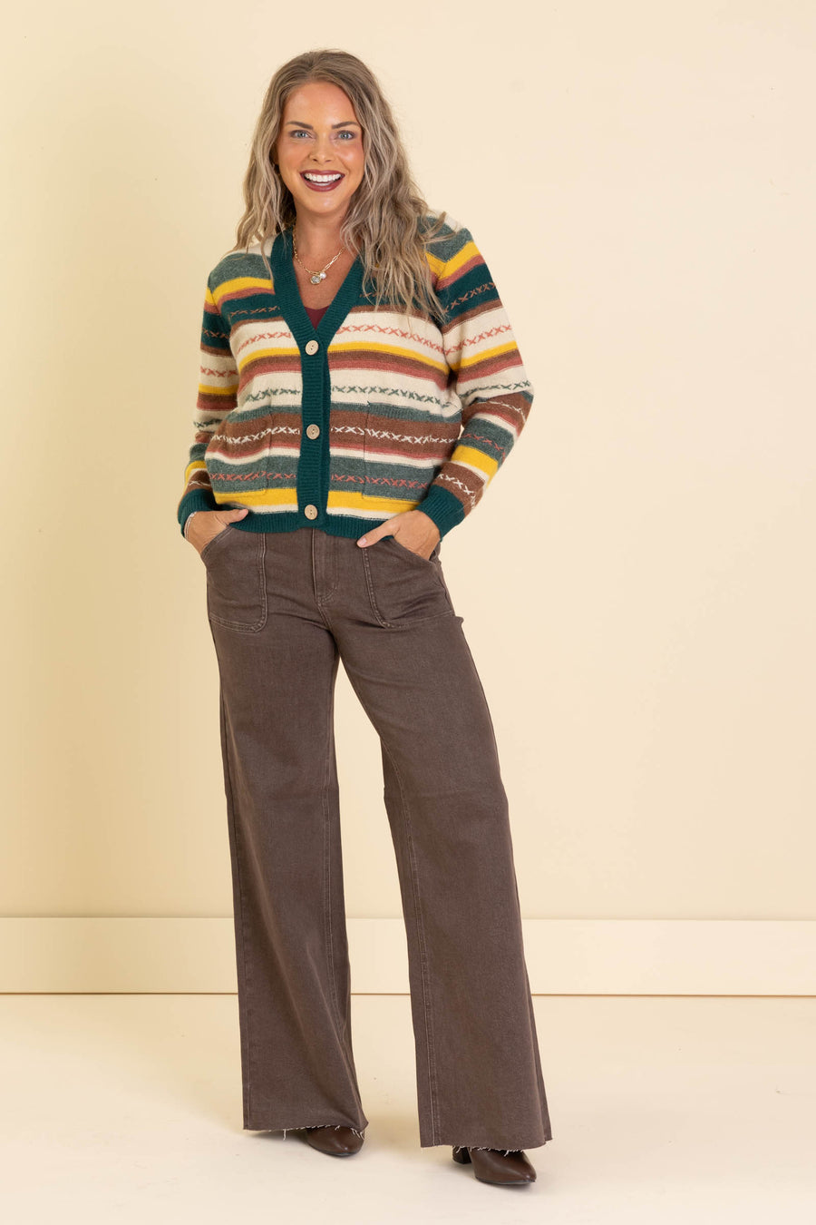 Southwest Stripe Cardigan With Buttons
