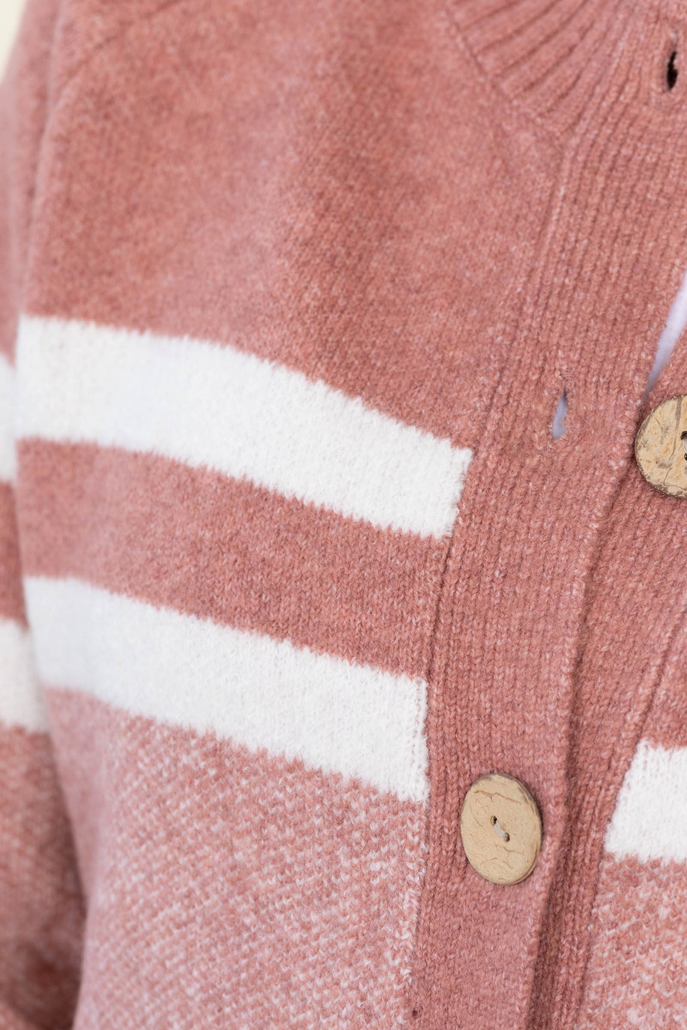 Dusty Rose Stripe Detail Sweater Jacket