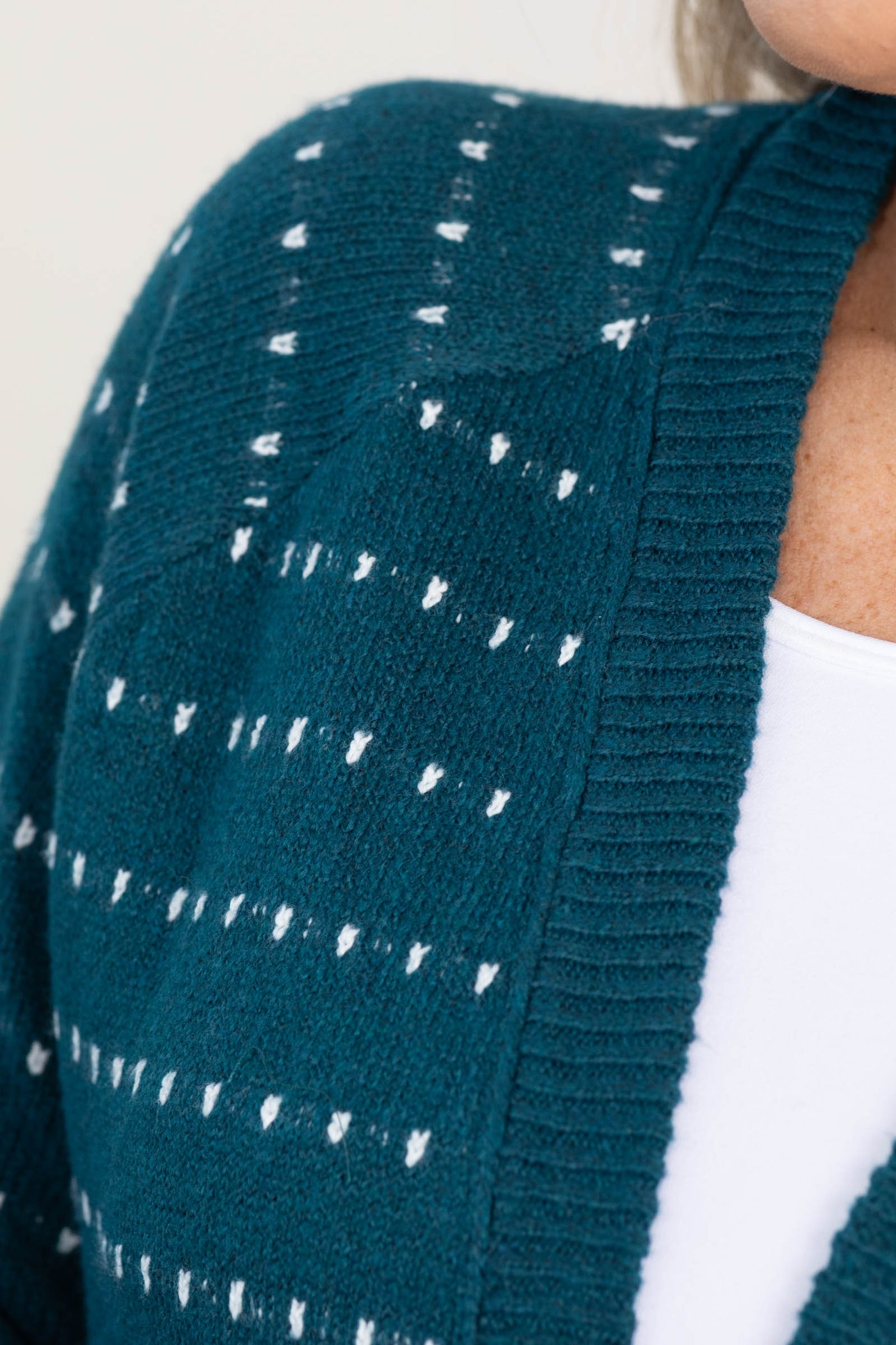 Teal Dotted Stripe Sweater Cardigan