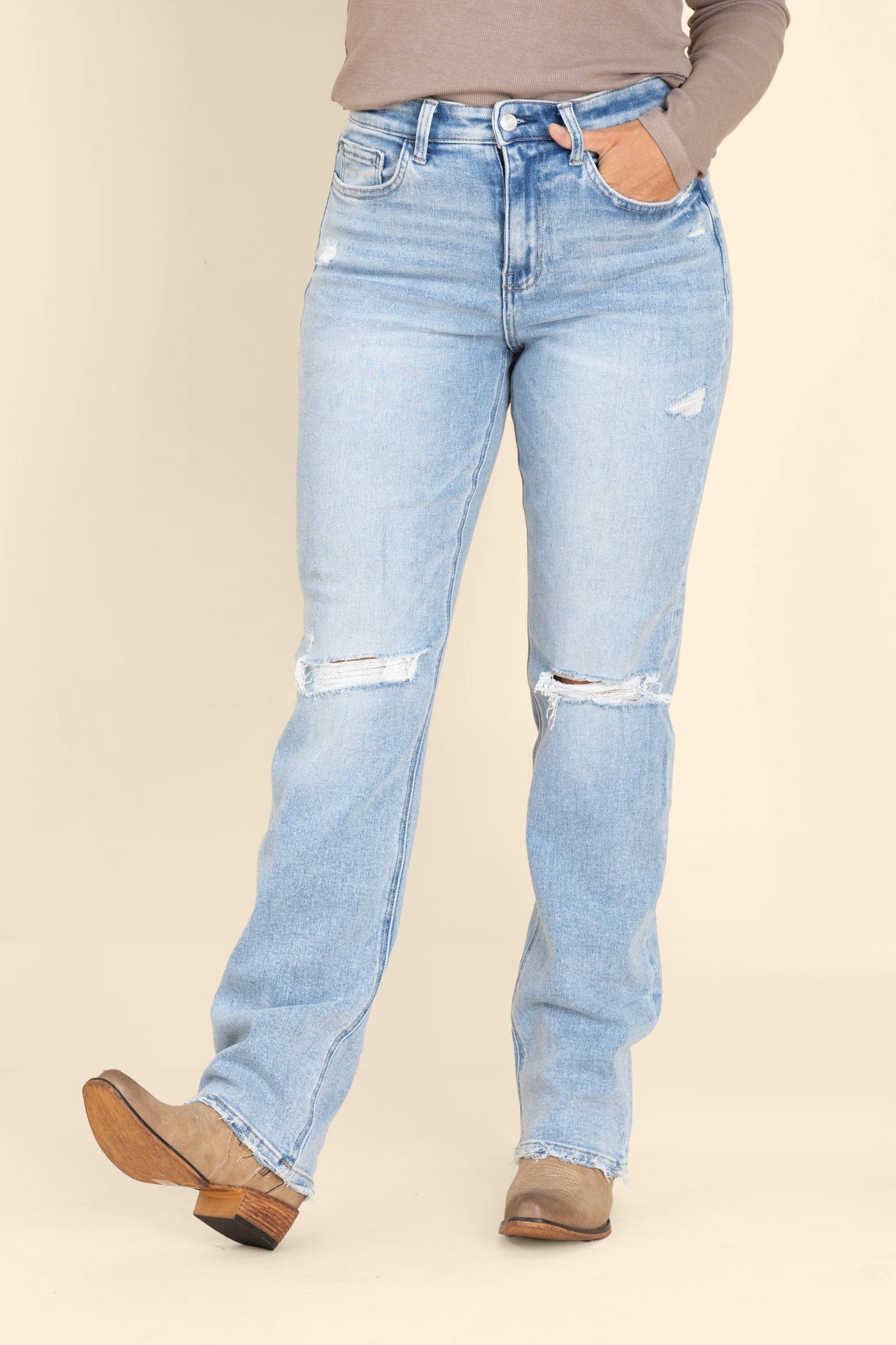 Lovervet High Rise Distressed Straight Jeans