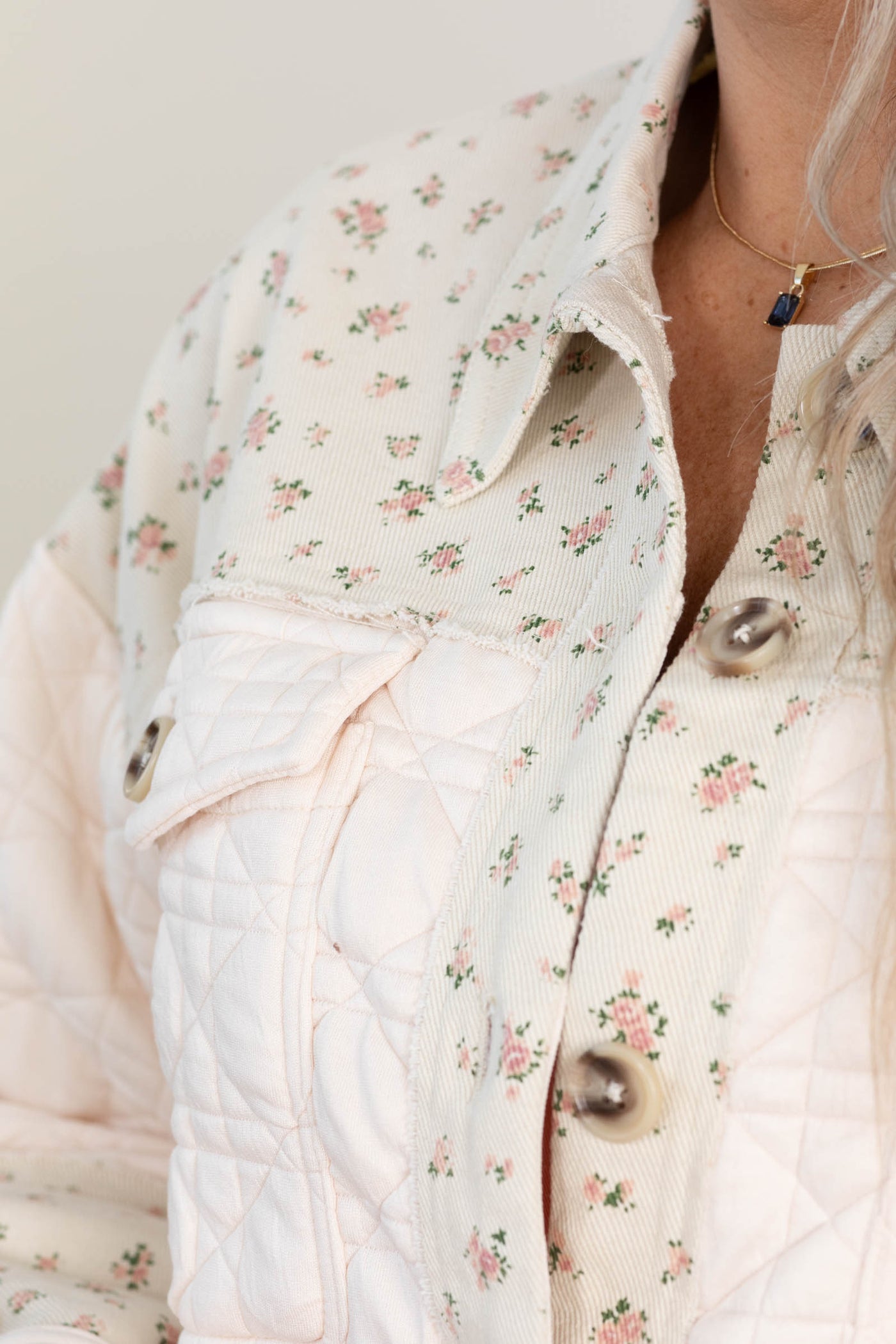 Beige And Baby Pink Floral Shacket