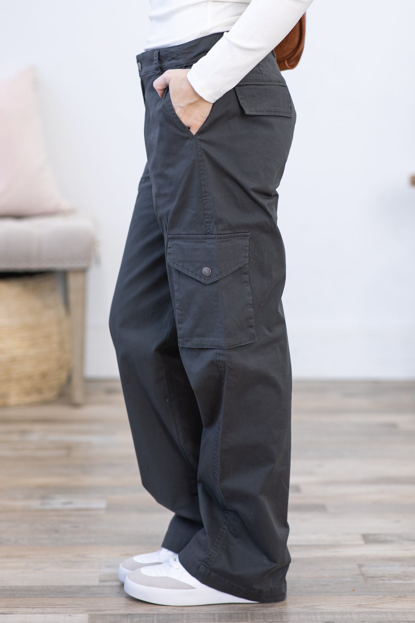 Grey Classic Cotton Cargo Pants · Filly Flair