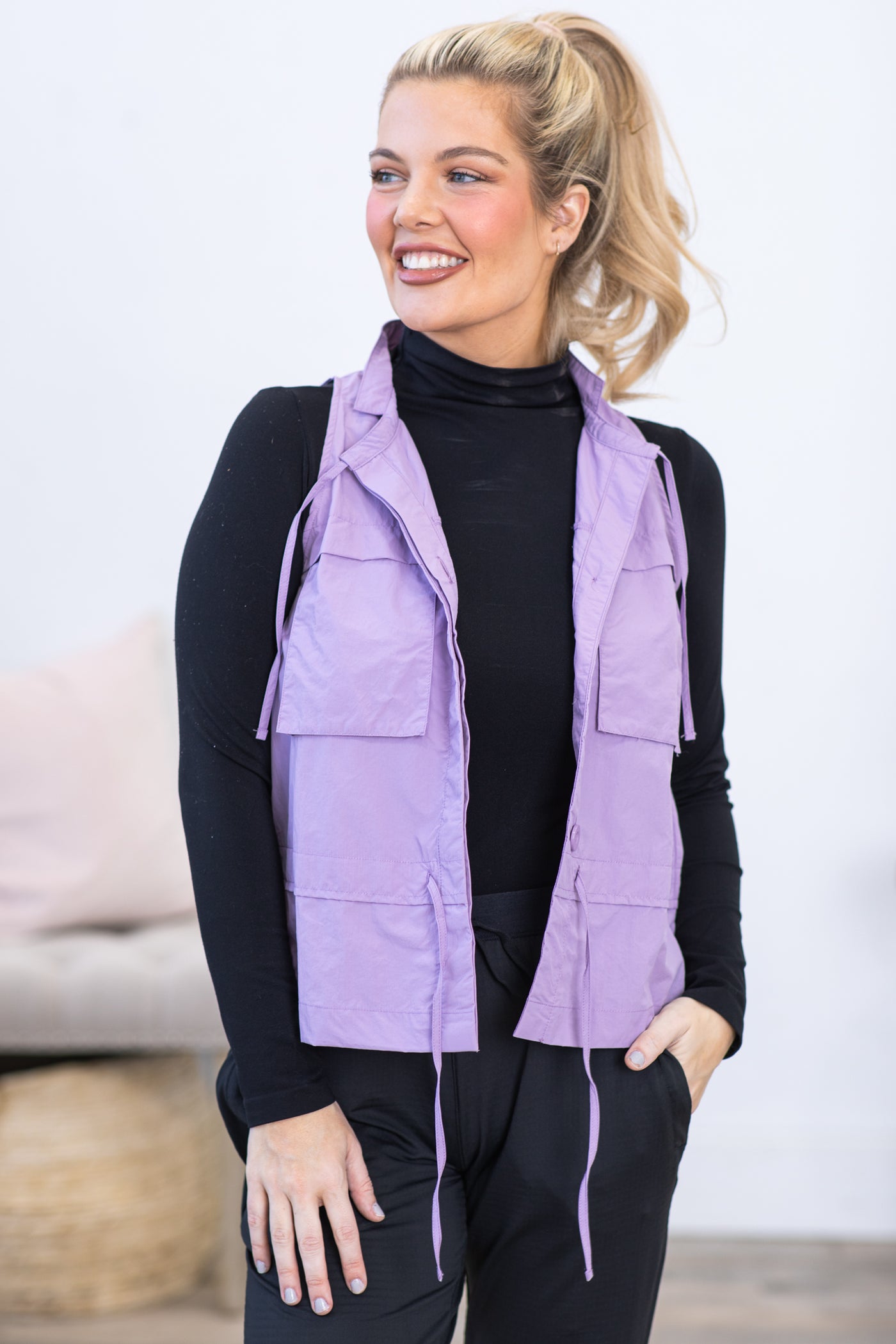 Lilac Nylon Cargo Vest