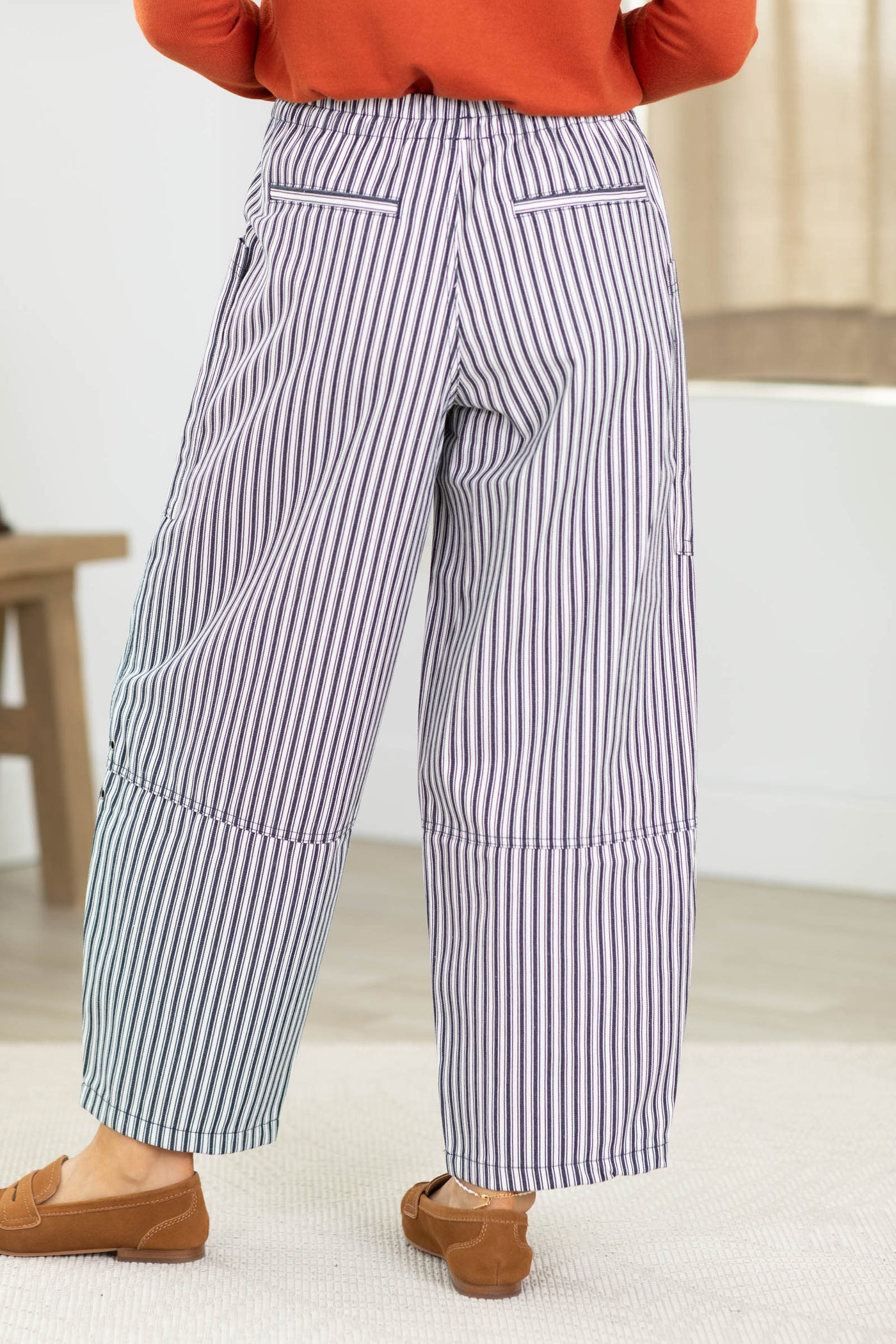 Stripe Pocket Detail Wide Leg Pants