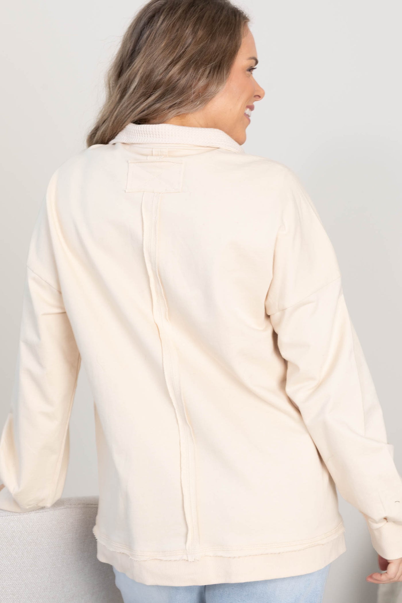 Mock Neck Mineral Washed Knit Top