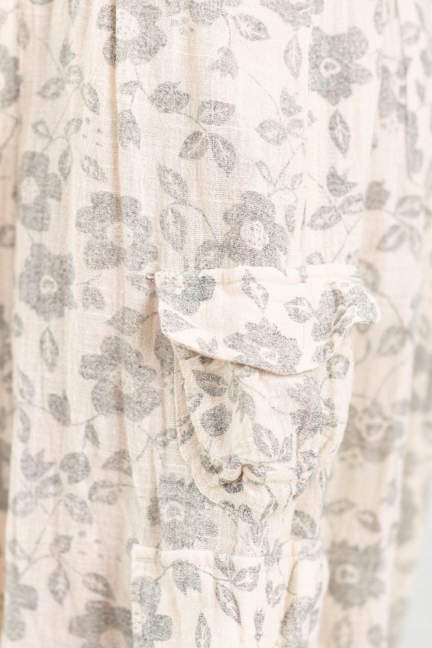 Cotierra Dusty Beige And Charcoal Floral Printed Utility Pants