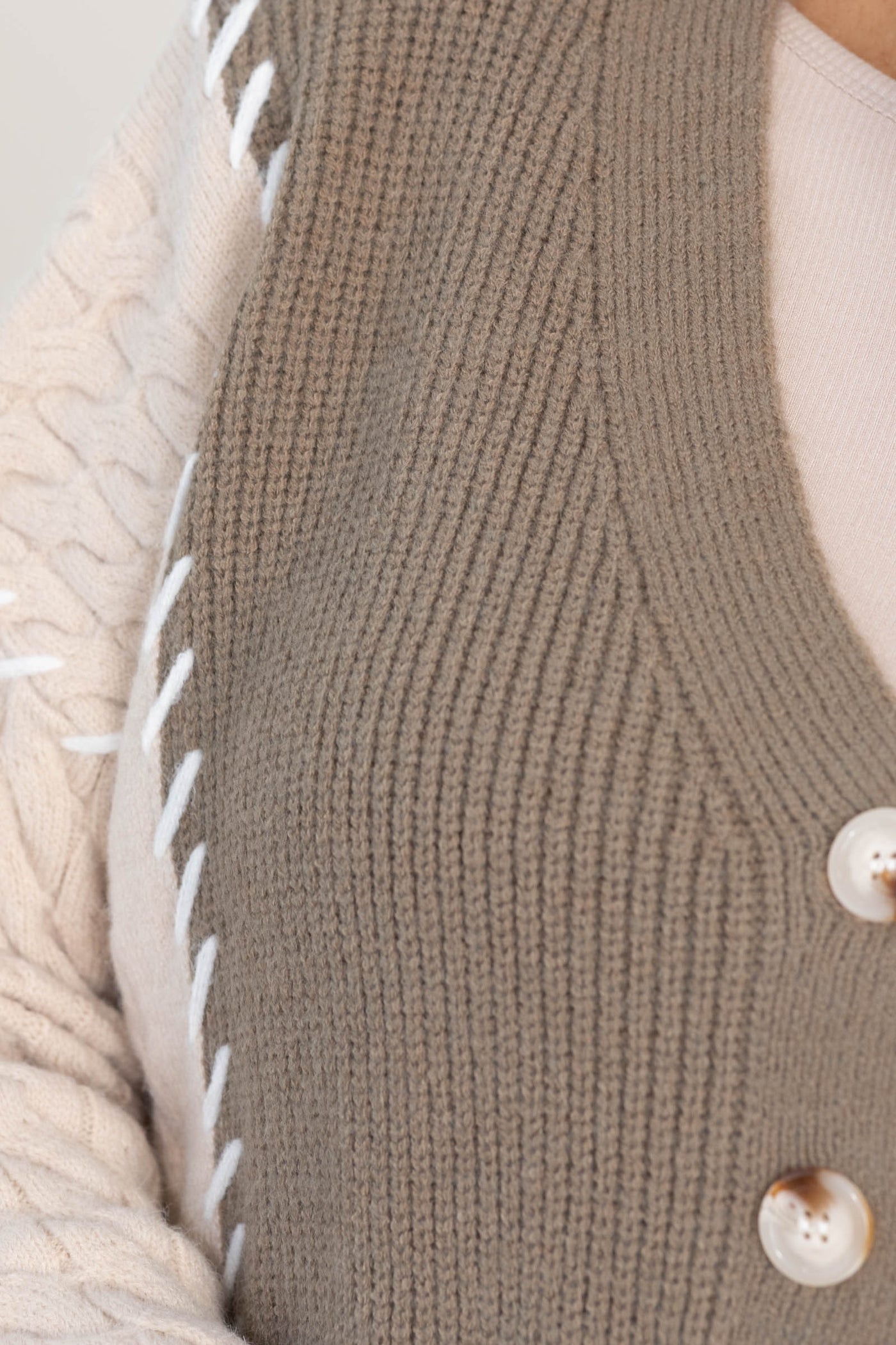 Oatmeal Textured Colorblock Sweater Cardigan