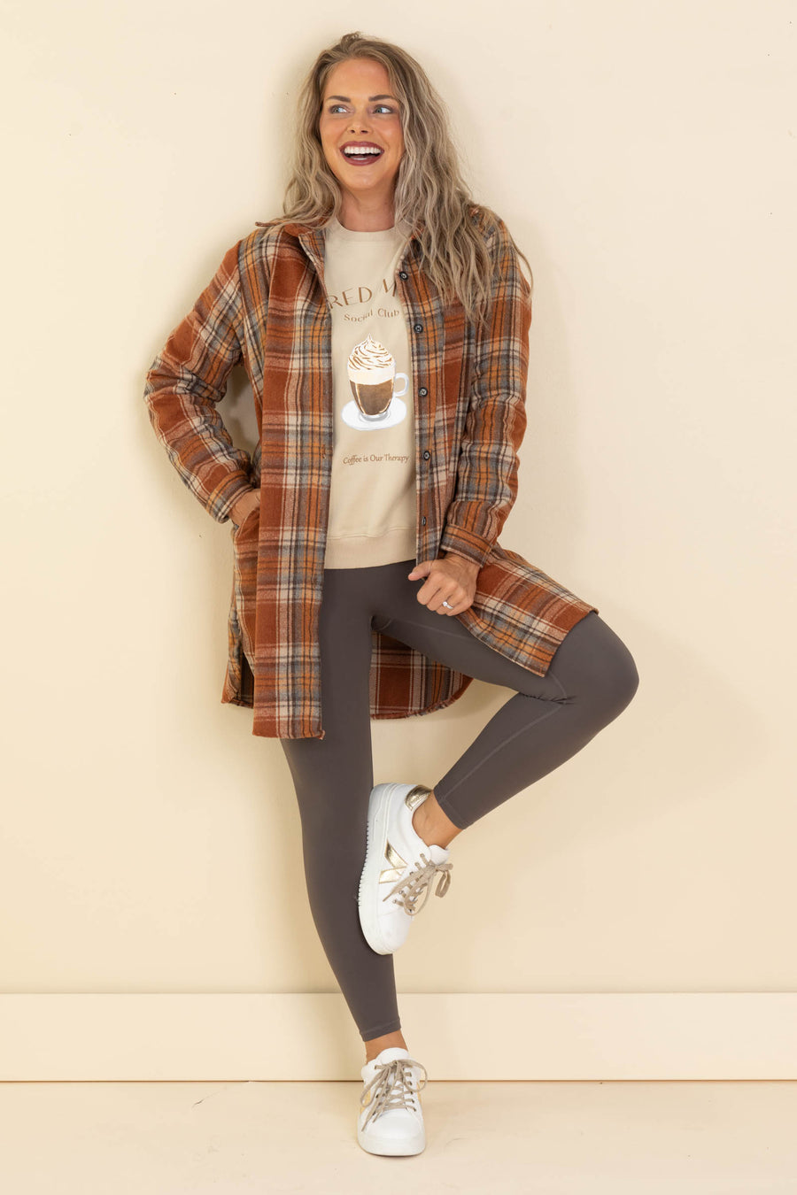 Rust Multicolor Plaid Flannel Top