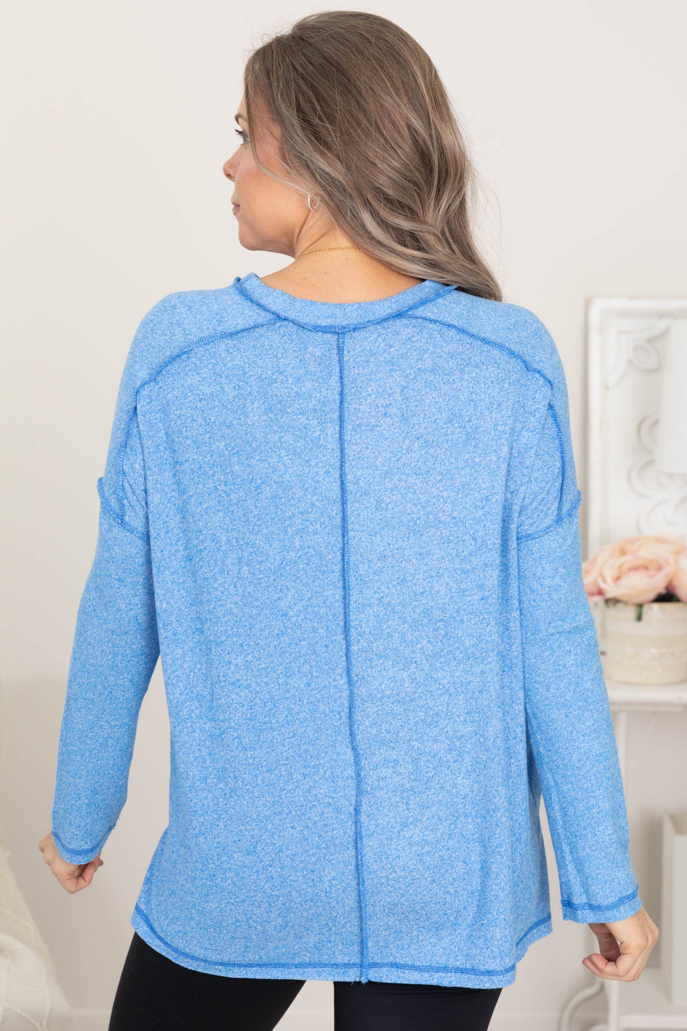 Melange Super Soft Hacci Long Sleeve Top