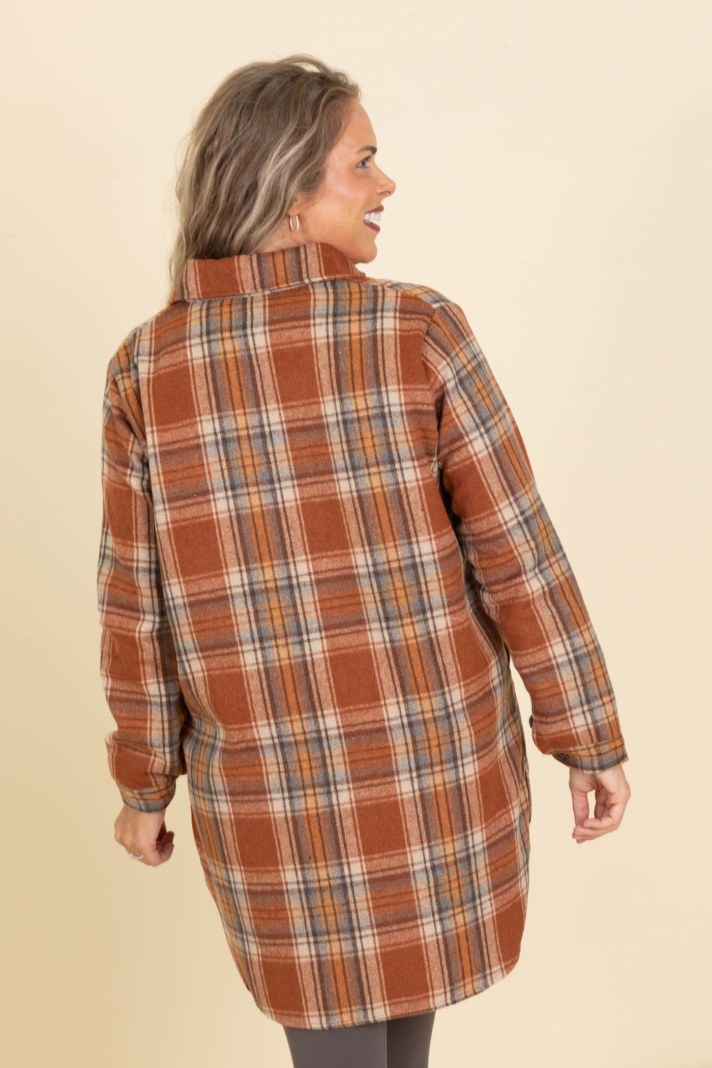 Rust Multicolor Plaid Flannel Top