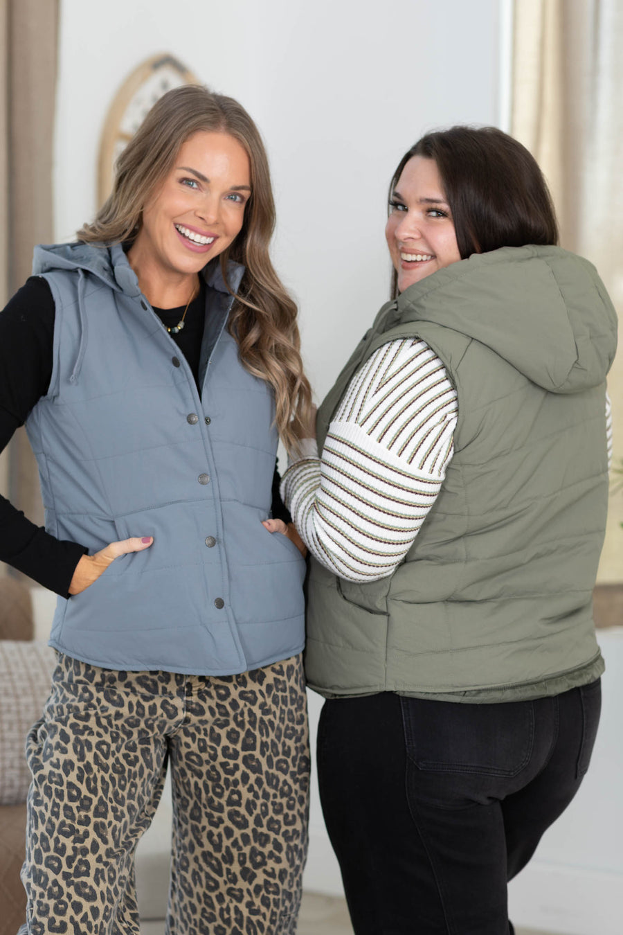 Drawstring Hooded Puffer Vest With Pockets