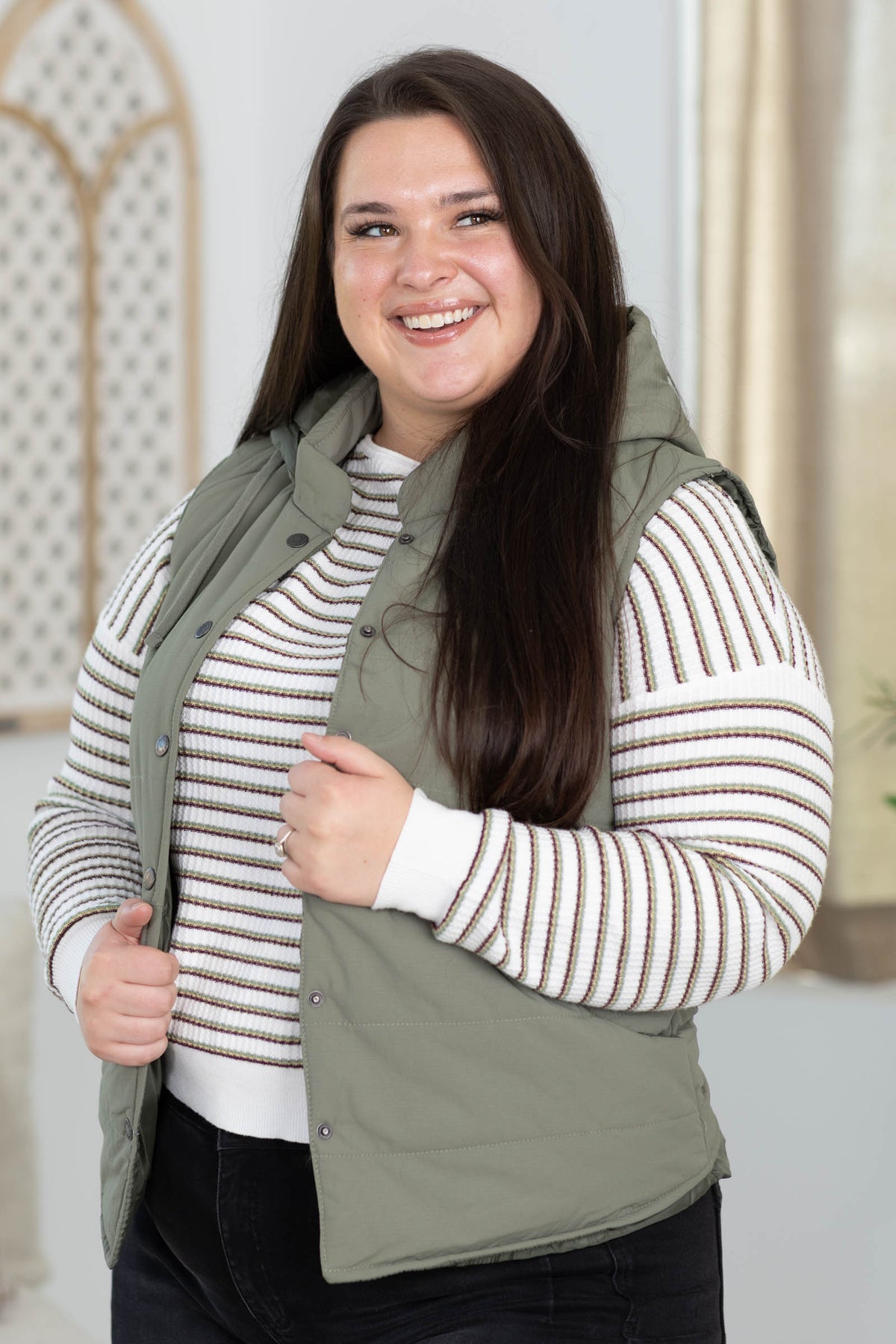 Drawstring Hooded Puffer Vest With Pockets