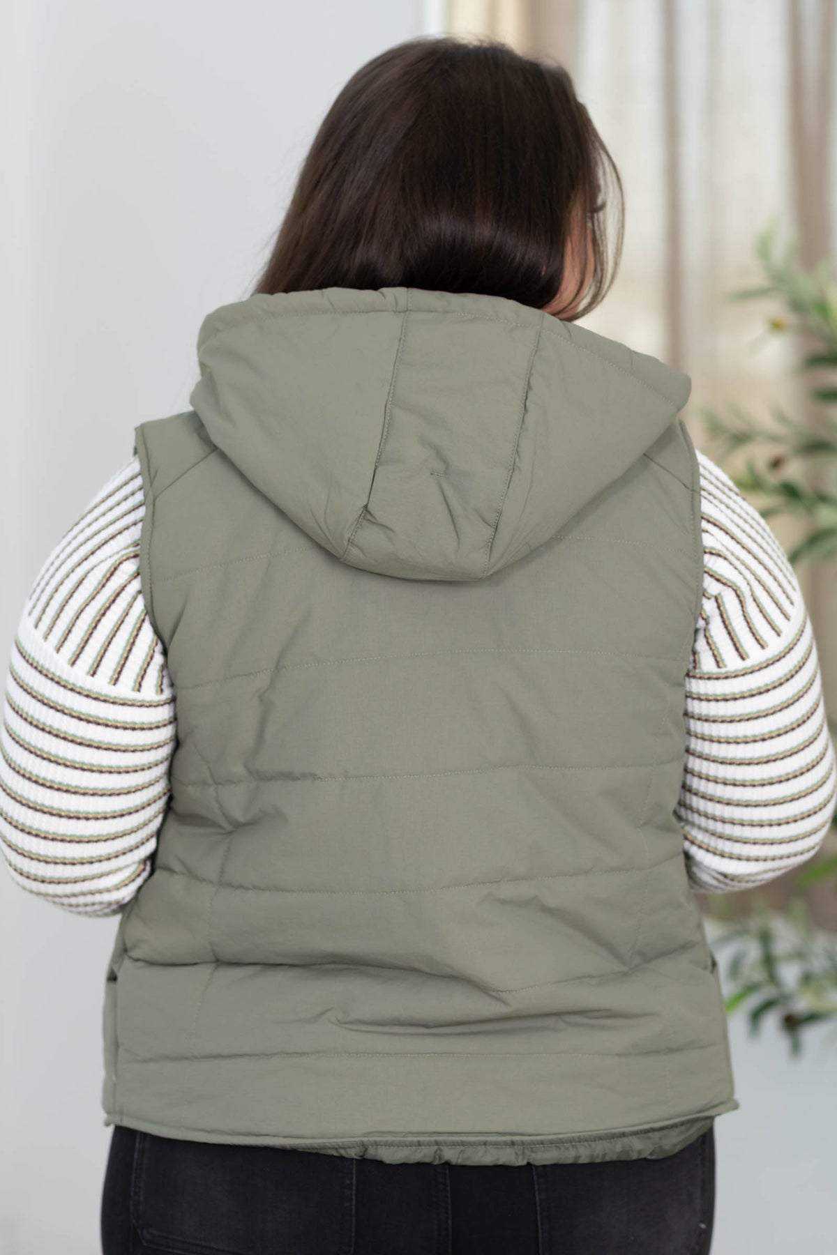 Drawstring Hooded Puffer Vest With Pockets