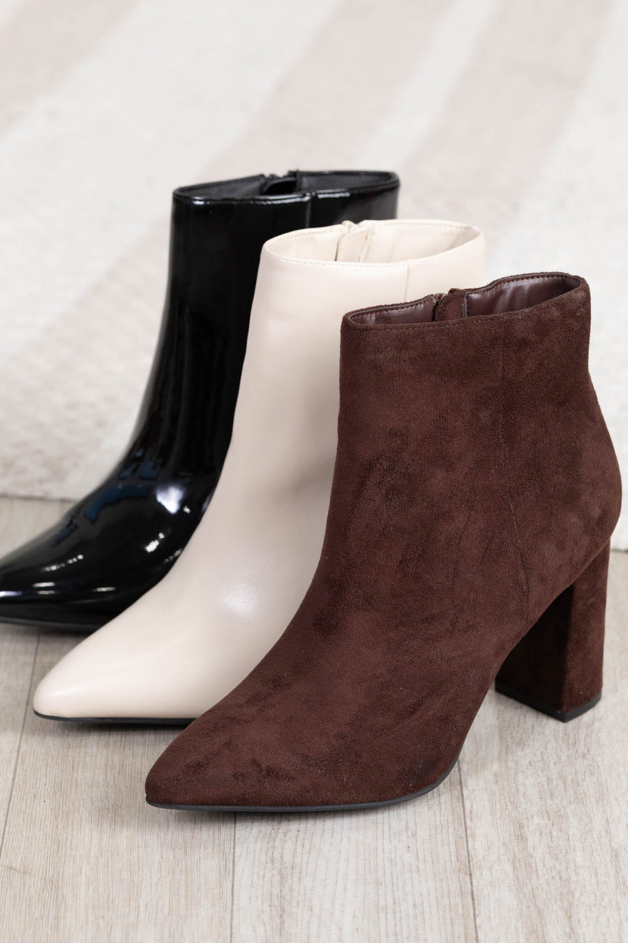 Pointed Toe Chunky Heel Booties